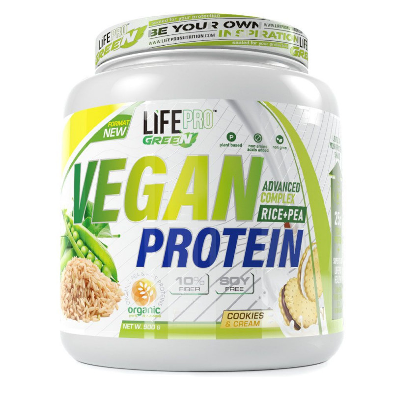 Life Pro Nutrition - LIFE PRO NUTRITION VEGAN PROTEIN 900G ORGANIC PROTEIN | Aislado de Proteína de Origen Vegetal | Ideal Para dietas Veganas ó Vegetarianas