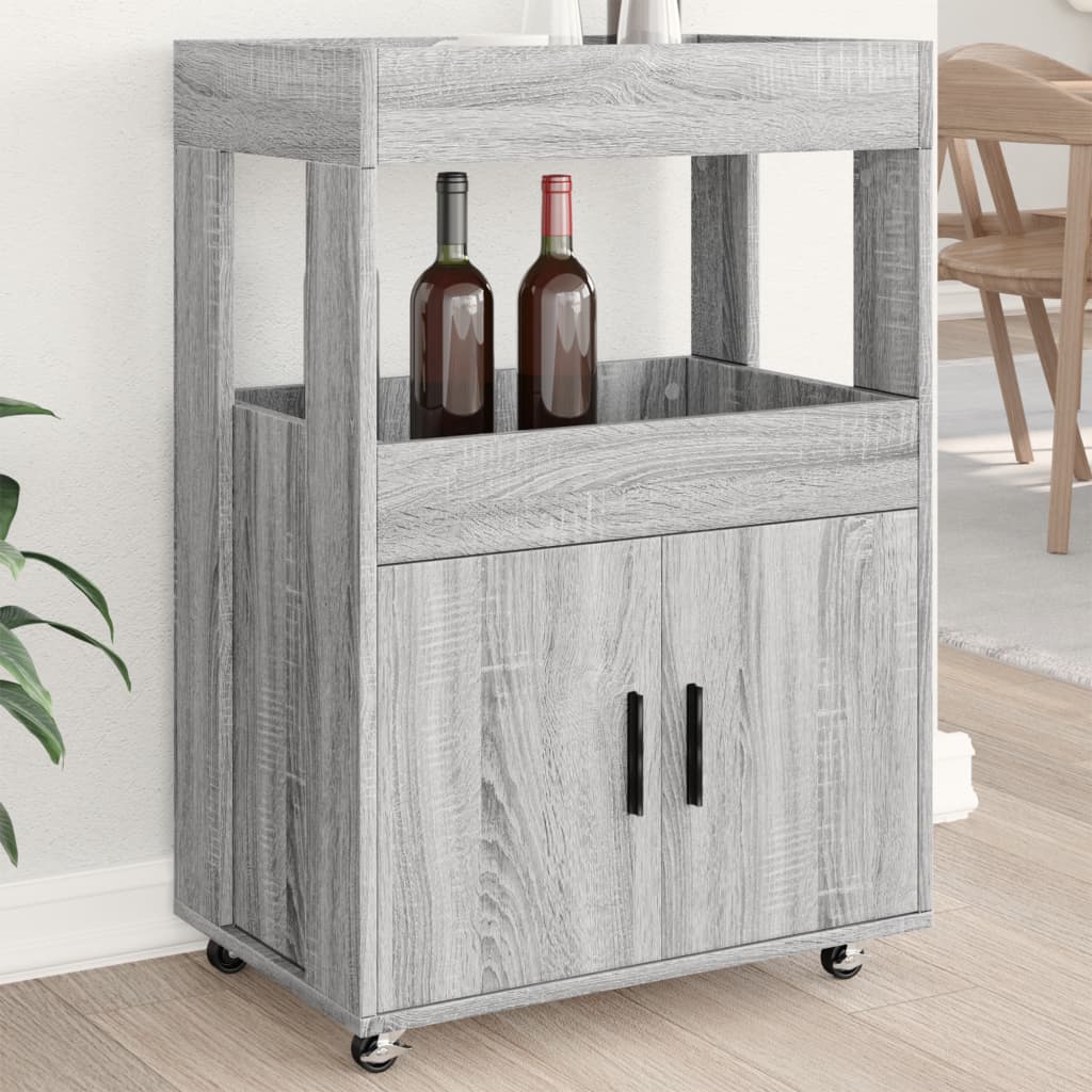 vidaXL Carrito de bar madera de ingeniería 60x39,5x89 cm en color Gris hormigón/Blanco/Gris sonoma y más