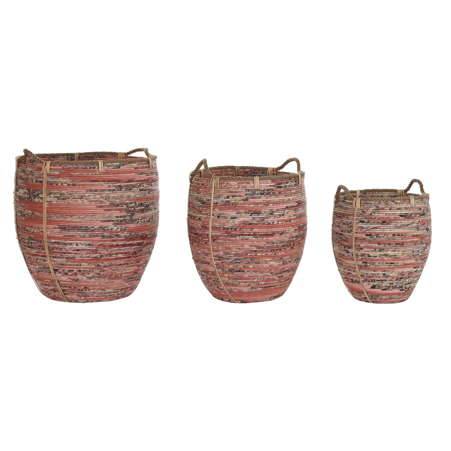 CESTA SET 3 RATAN 52X52X58 MELOCOTON DC196242 - EL MEJOR COMPLEMENTO PARA TU HOGAR FIJALO