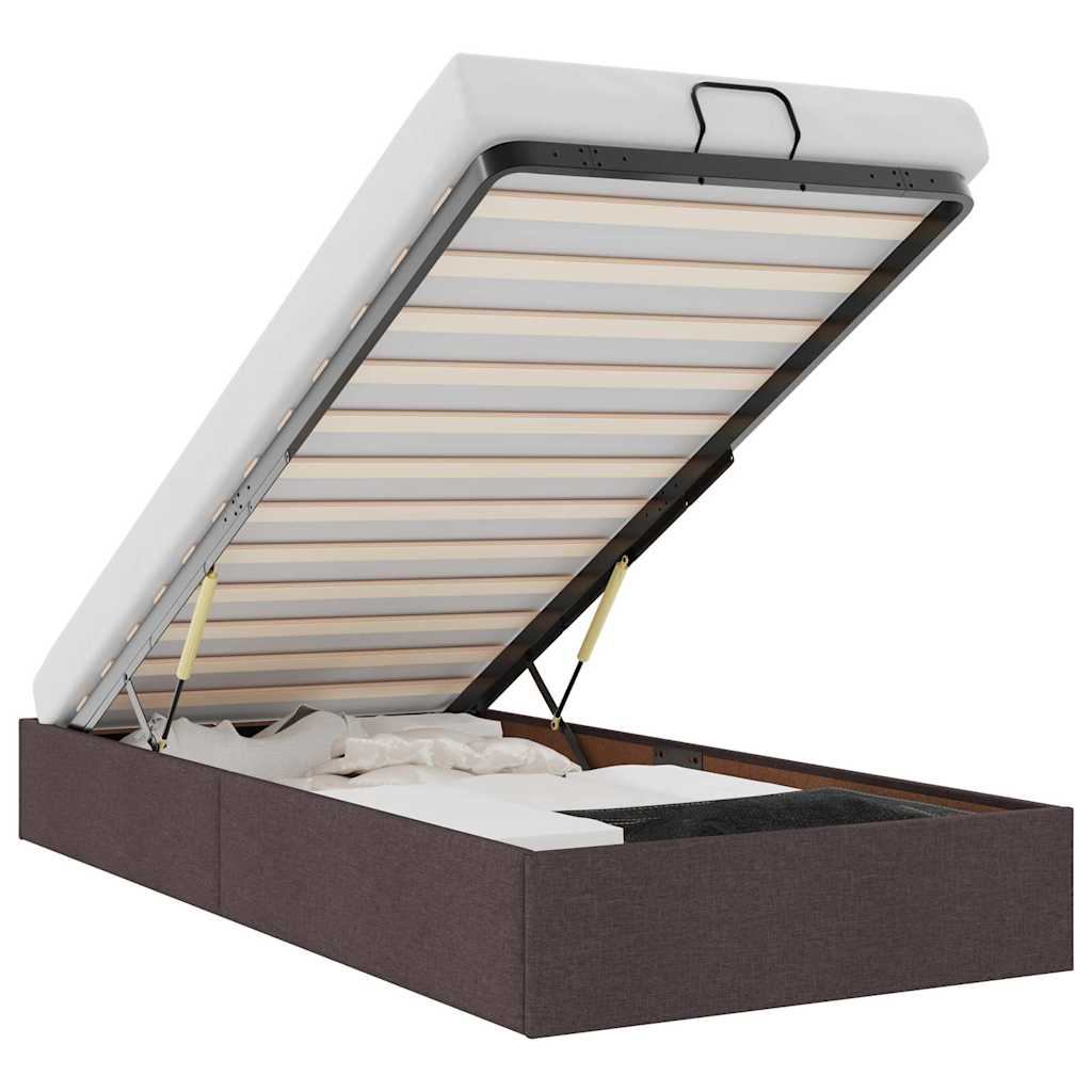vidaXL Estructura cama otomana sin colchón tela marrón oscuro 90x200cm