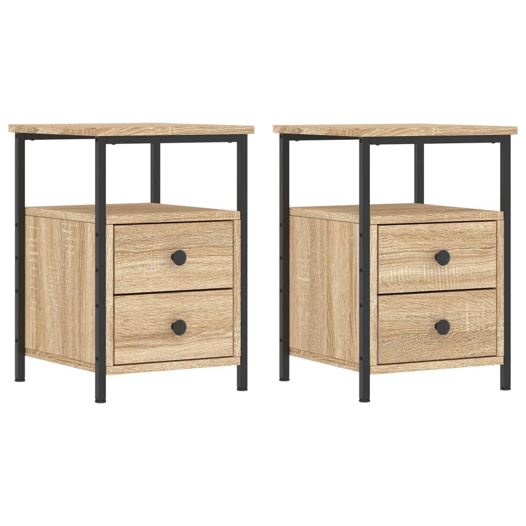 vidaXL Mesitas noche 2 uds madera ingeniería roble Sonoma 34x35,5x50cm