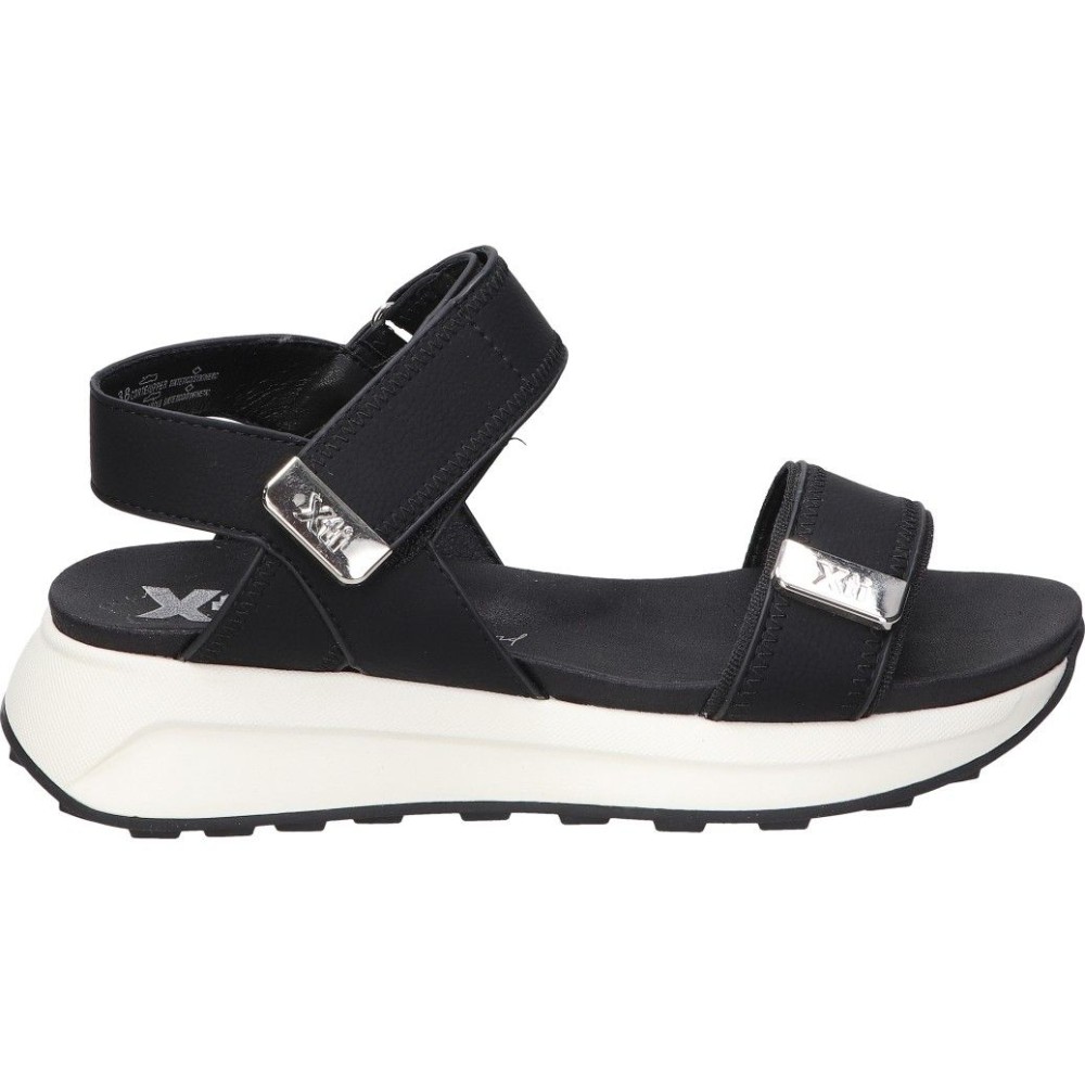 XTI Sandalias con Cuña XTI para Mujer – Sandalia Casual en Color Negro – Sandalia con Doble Cierre de Velcro – Cuña Media y Cómoda – Con Plataforma – Estilosas – Vegan – Versátiles – Modelo 143874