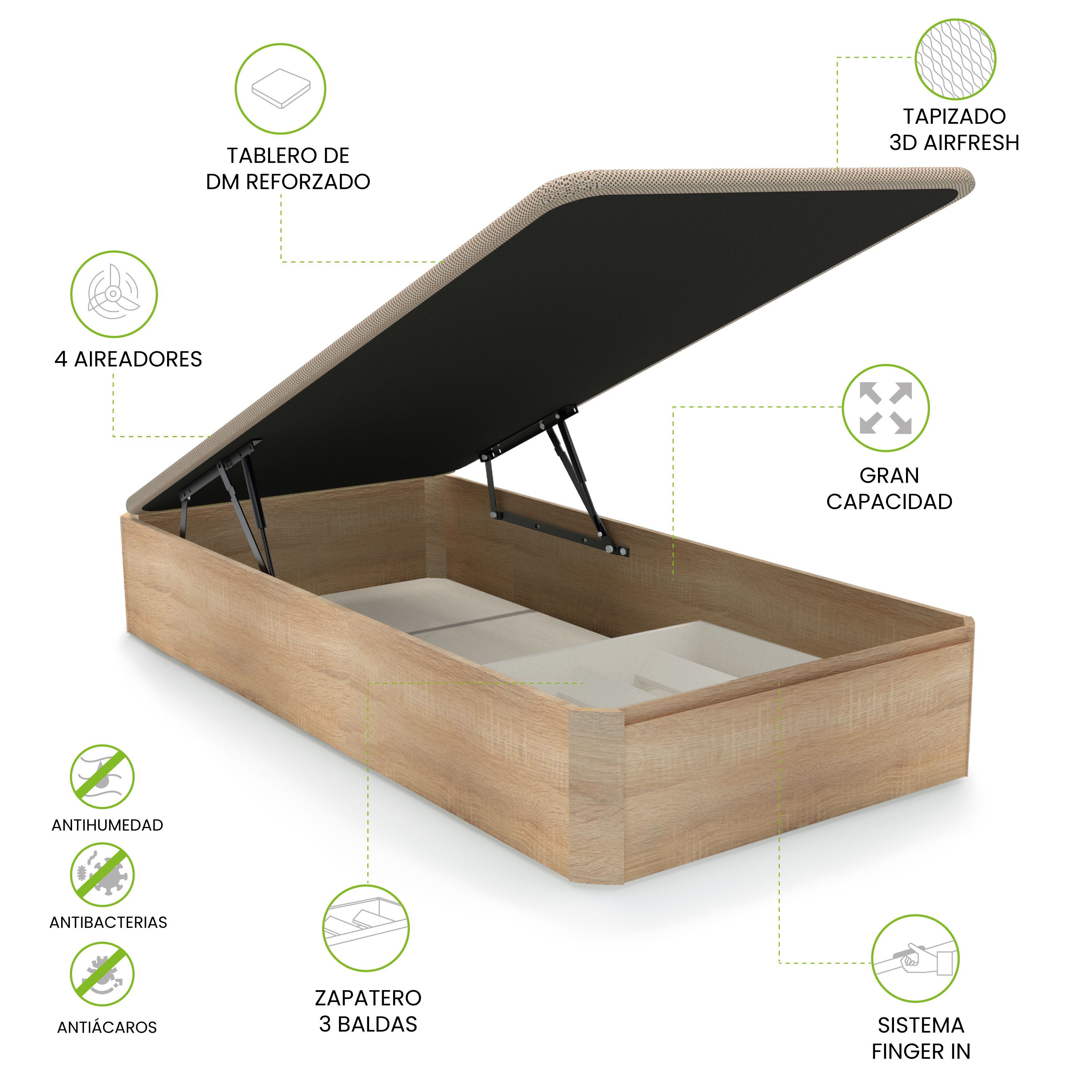 Canapé con zapatero 90-150 cm Luxury Plus 3D