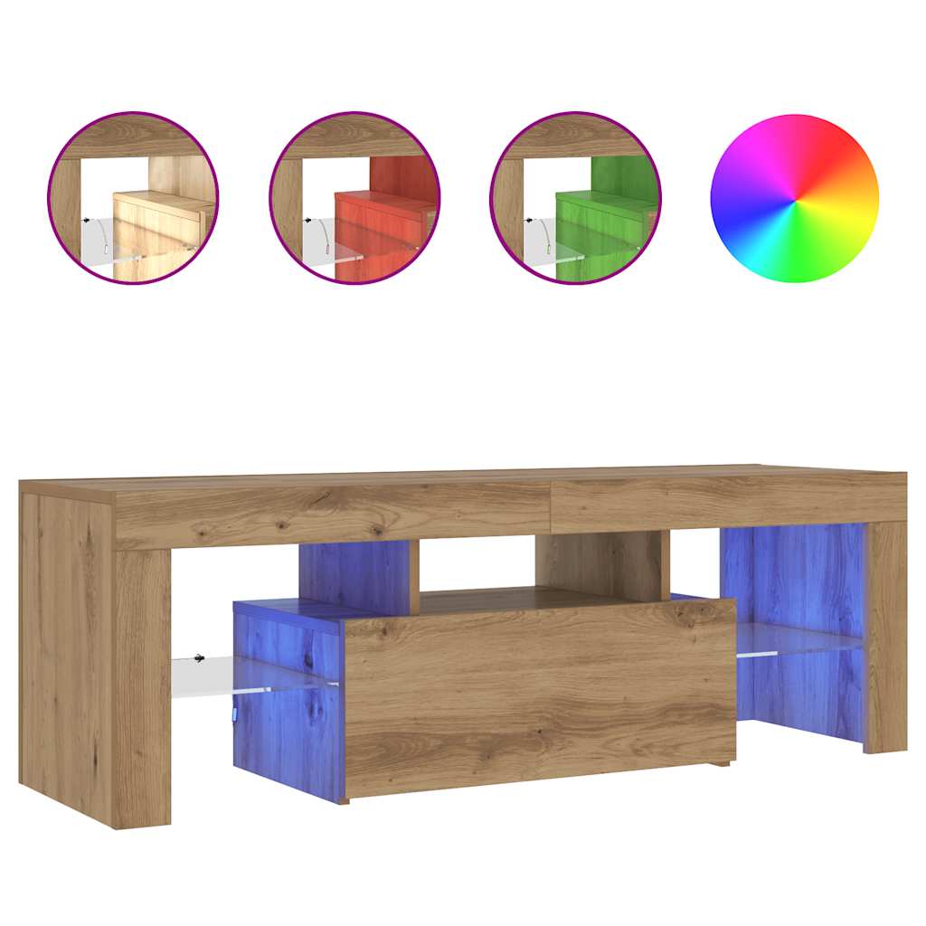 vidaXL Mueble de TV luces LED madera roble artisan 120x36,5x40 cm