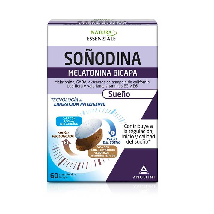 Soñodina Natura 60 Comprimidos Bicapa - Promueve el Sueño - Reduce el Estrés - Alivia la Ansiedad