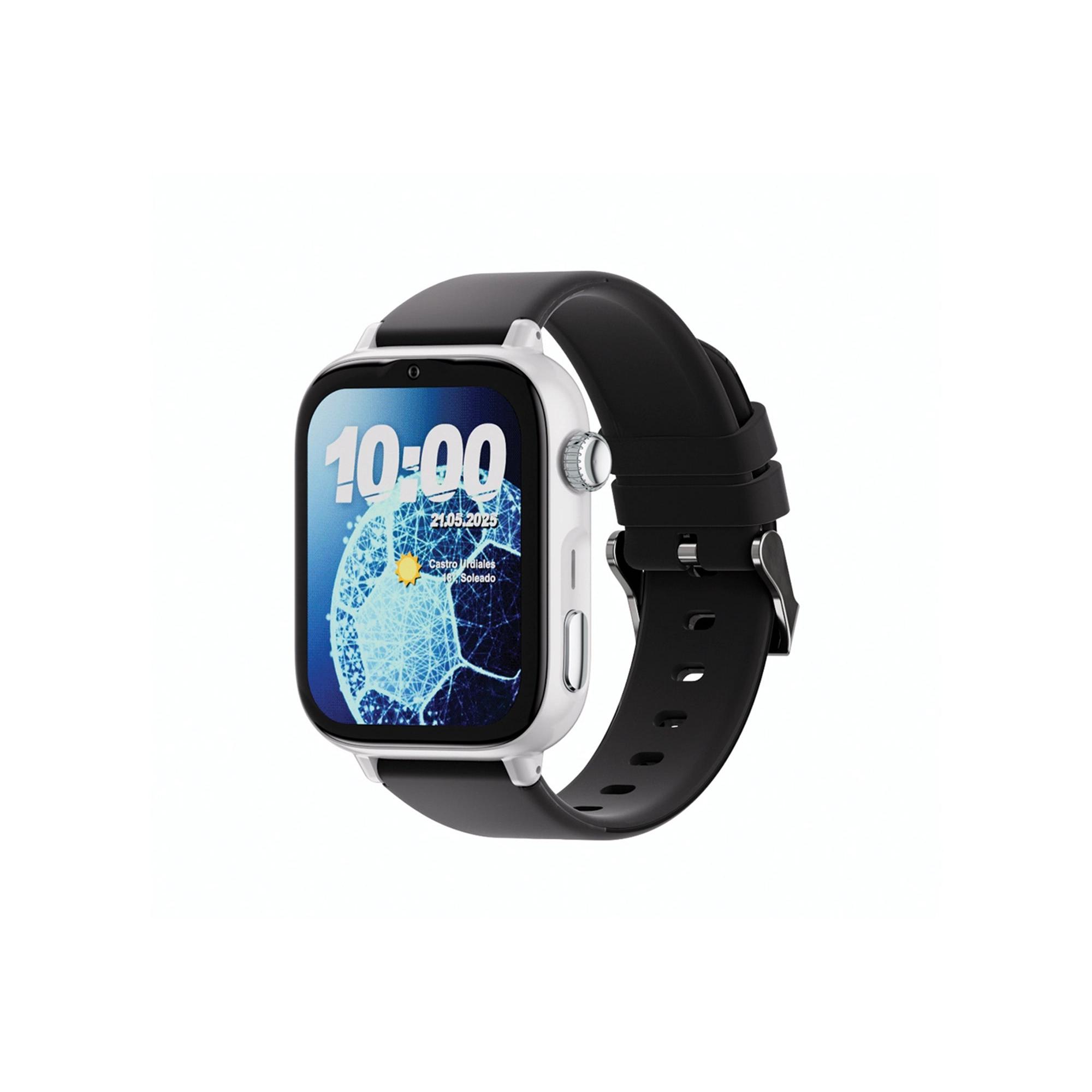 SaveFamily SaveWatch Plus 2 Reloj Inteligente Niño con Localizador GPS, Inteligencia Artificial, IA, Llamada, Vídeo, Whatsapp, Spotify, App Store Carcasa Blanca y Correa Silicona Color Black is Black SmartWatch Save Watch NO INCLUYE SIM