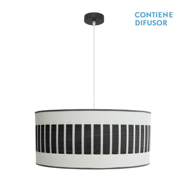 Colgante ivanna 3xe27 negro/blanco-madera negra regx60x60 cm