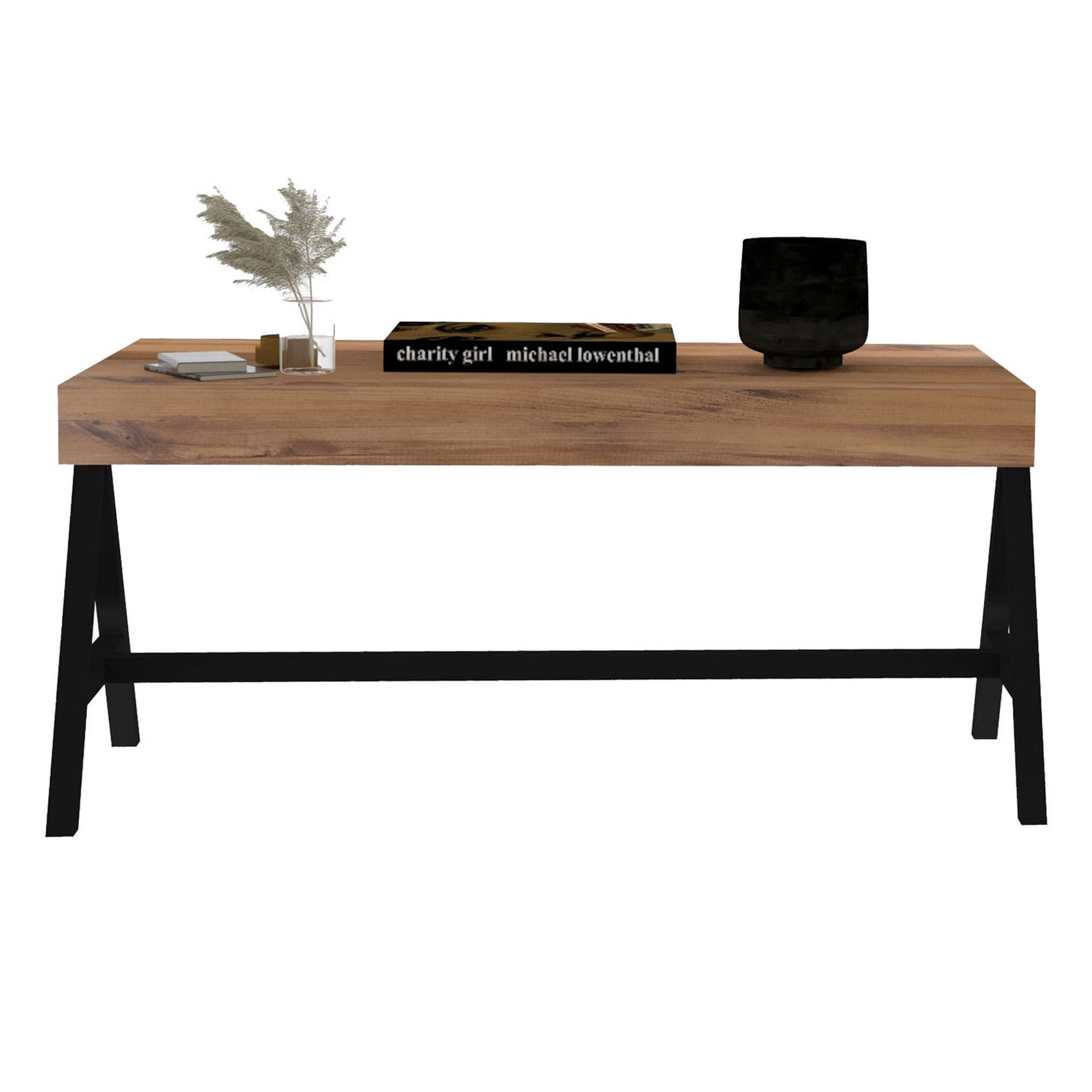 Mesa auxiliar,100% Tablero de aglomerado rechapado en melamina, Color Atlantic Negro WELLHOME
