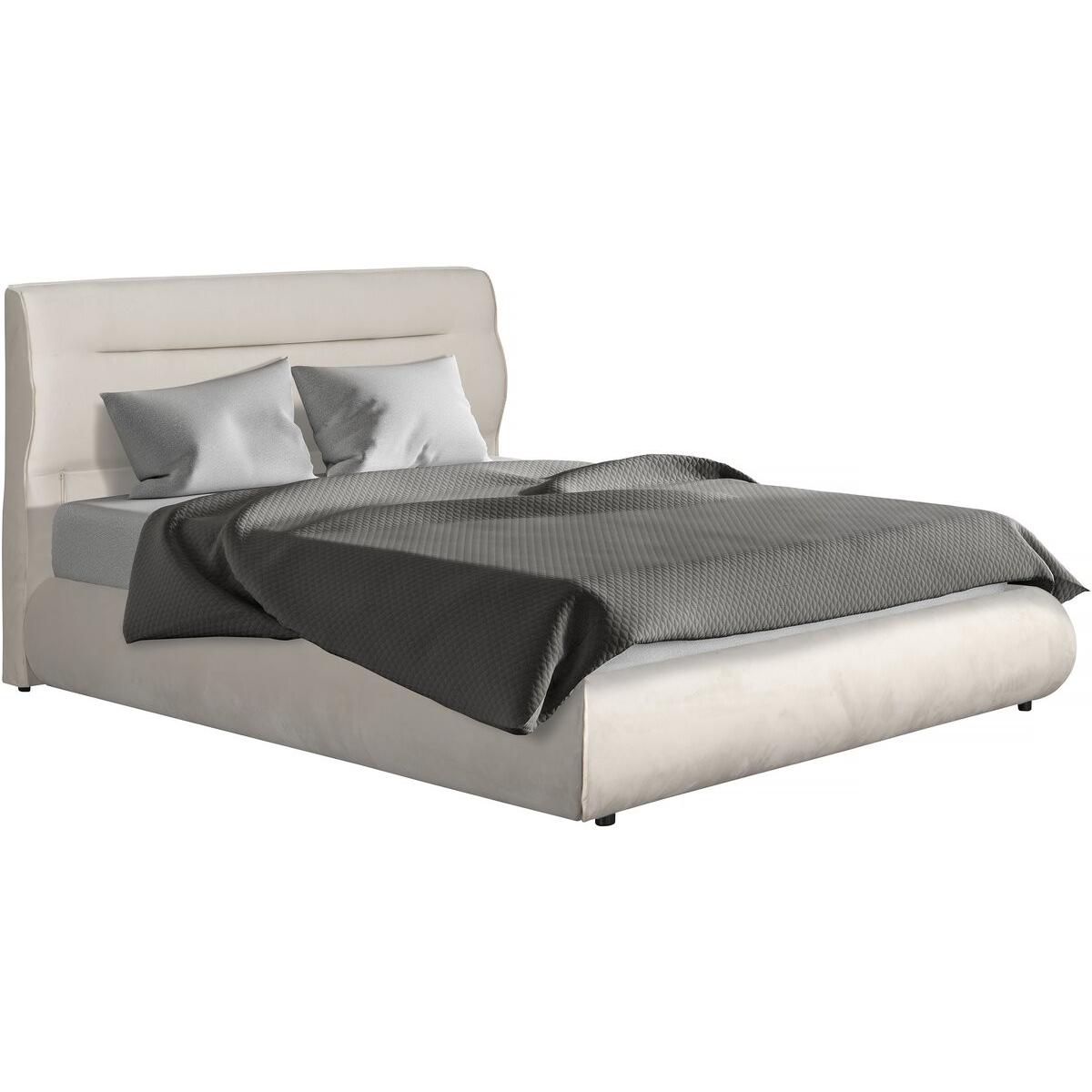 Habitat y Jardin - Cama doble con almacenaje en terciopelo "Chamonix" - 160 x 200 cm - Beige