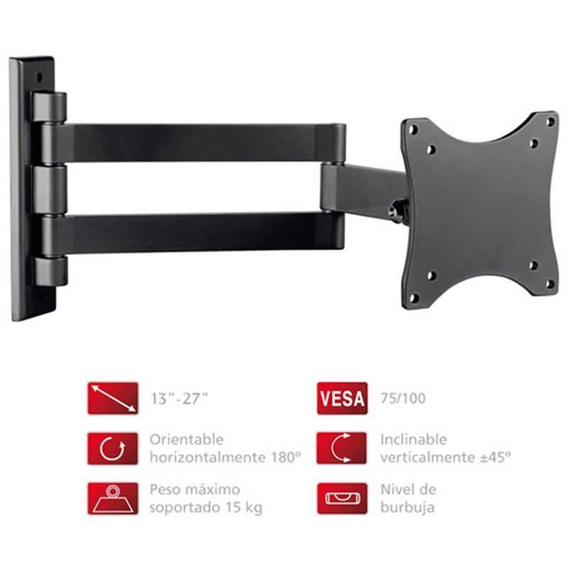 Soporte de pared orientable/ inclinable fonestar stv-648n para tv de 13-27'/ hasta 15kg