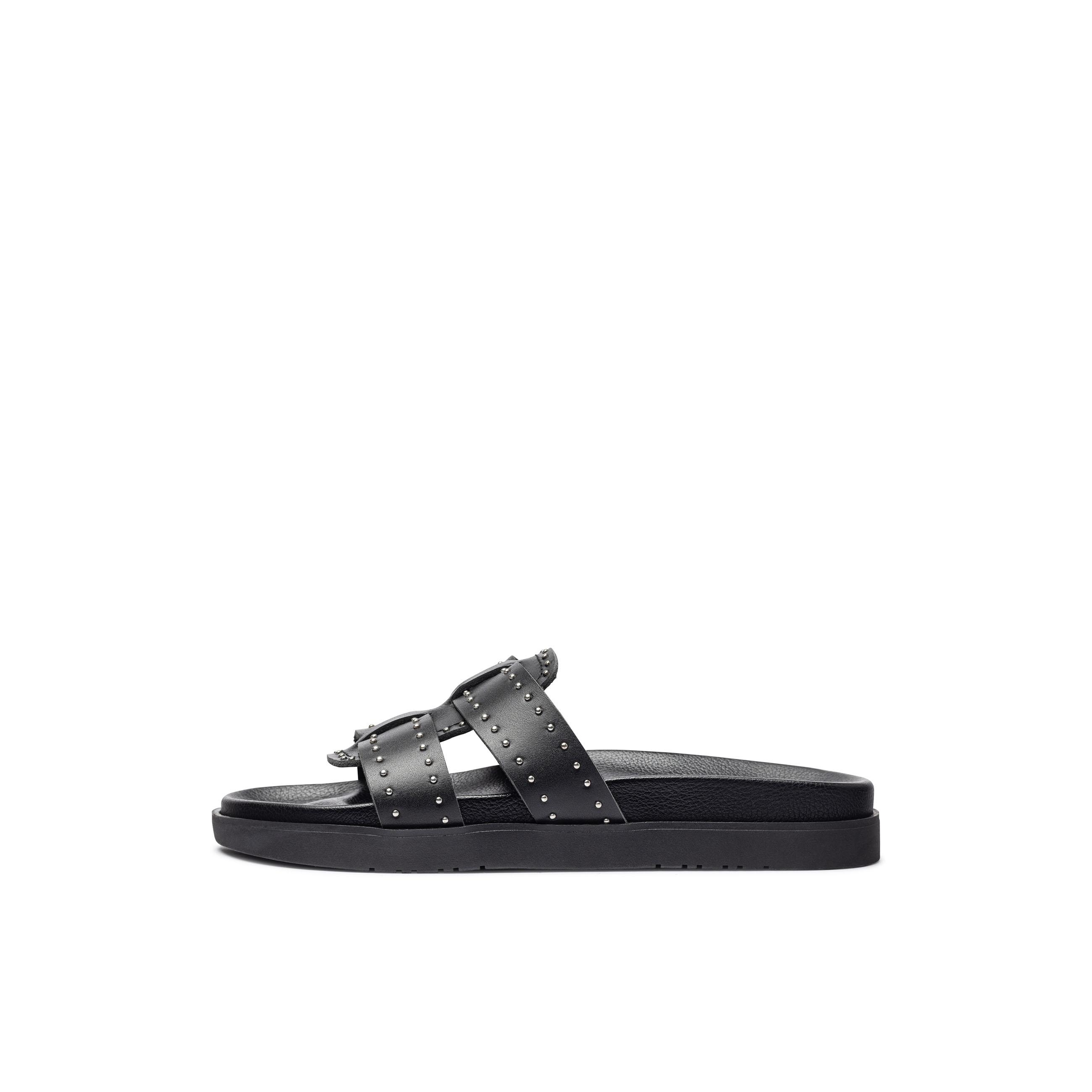 YOKONO sandalia plana MORENA-312 NEGRO | Zapatos mujer Primavera-Verano | Piel vacuna  Napa | 2 CM