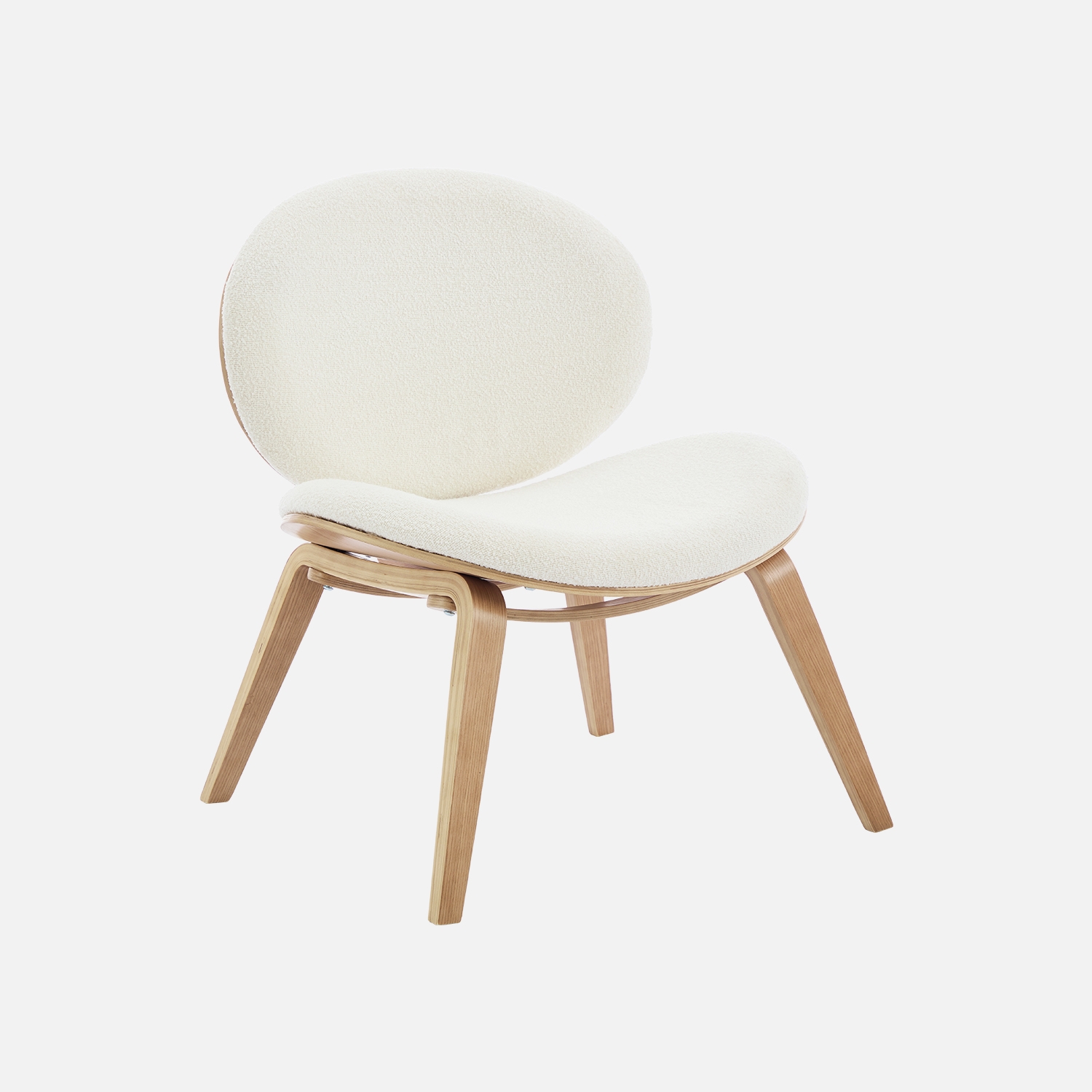 sweeek - Sillón de madera curvada y borreguito , Ines , 66x59x76