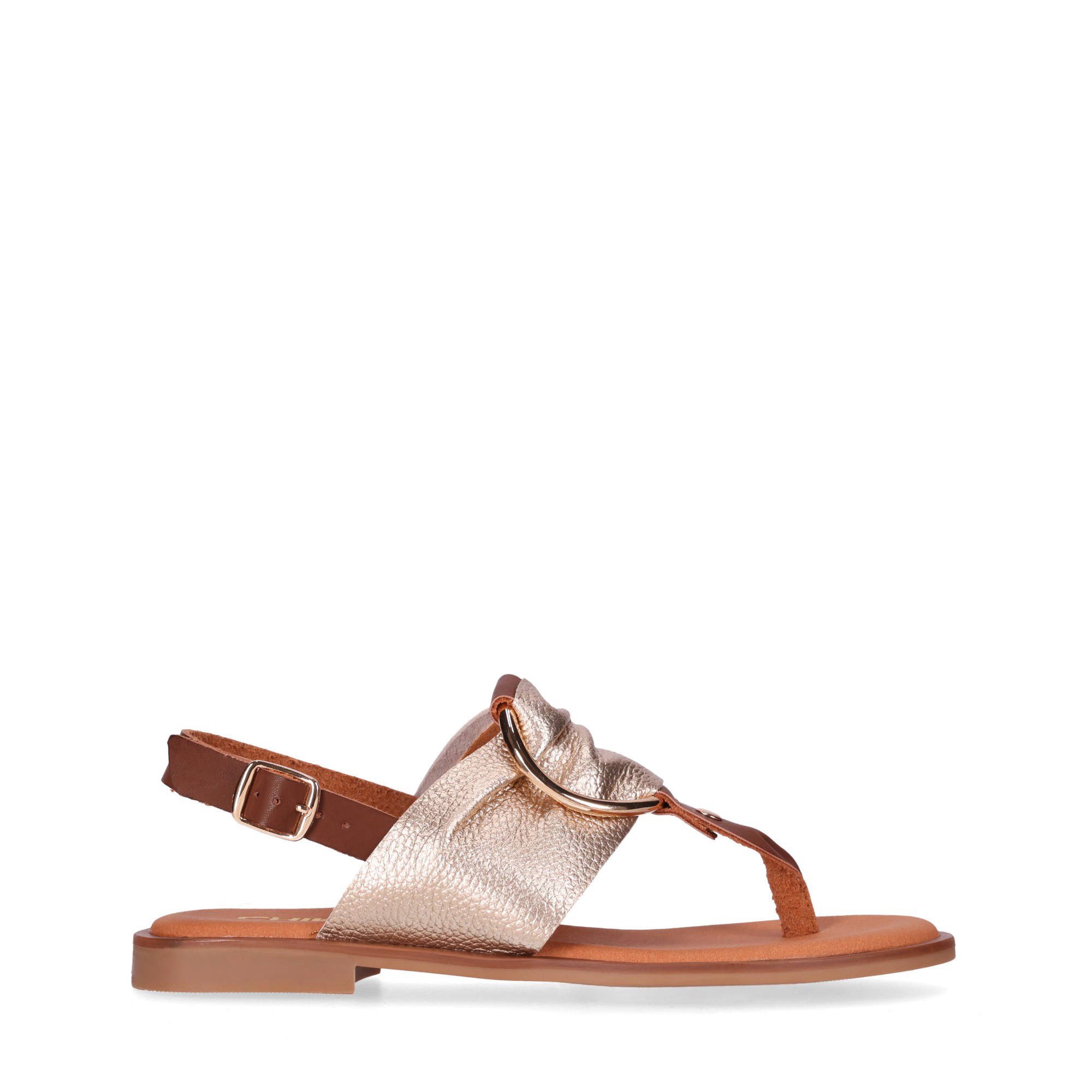 Chika10 Leather MUSAKA 22 Sandalias Planas Platino/Lg.Gold