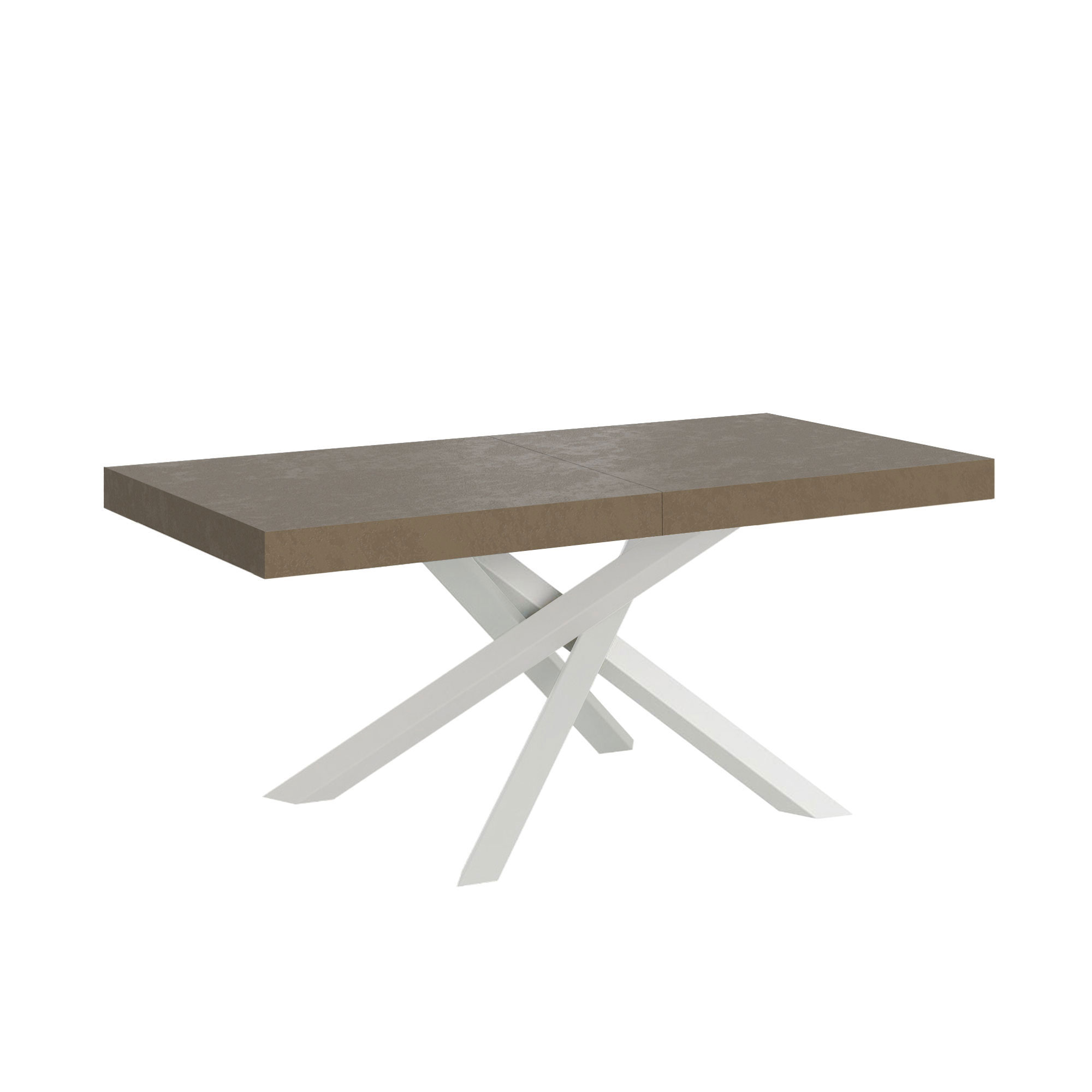 Mesa extensible Volantis gris paloma 200/460x90 cm con patas blancas - Itamoby