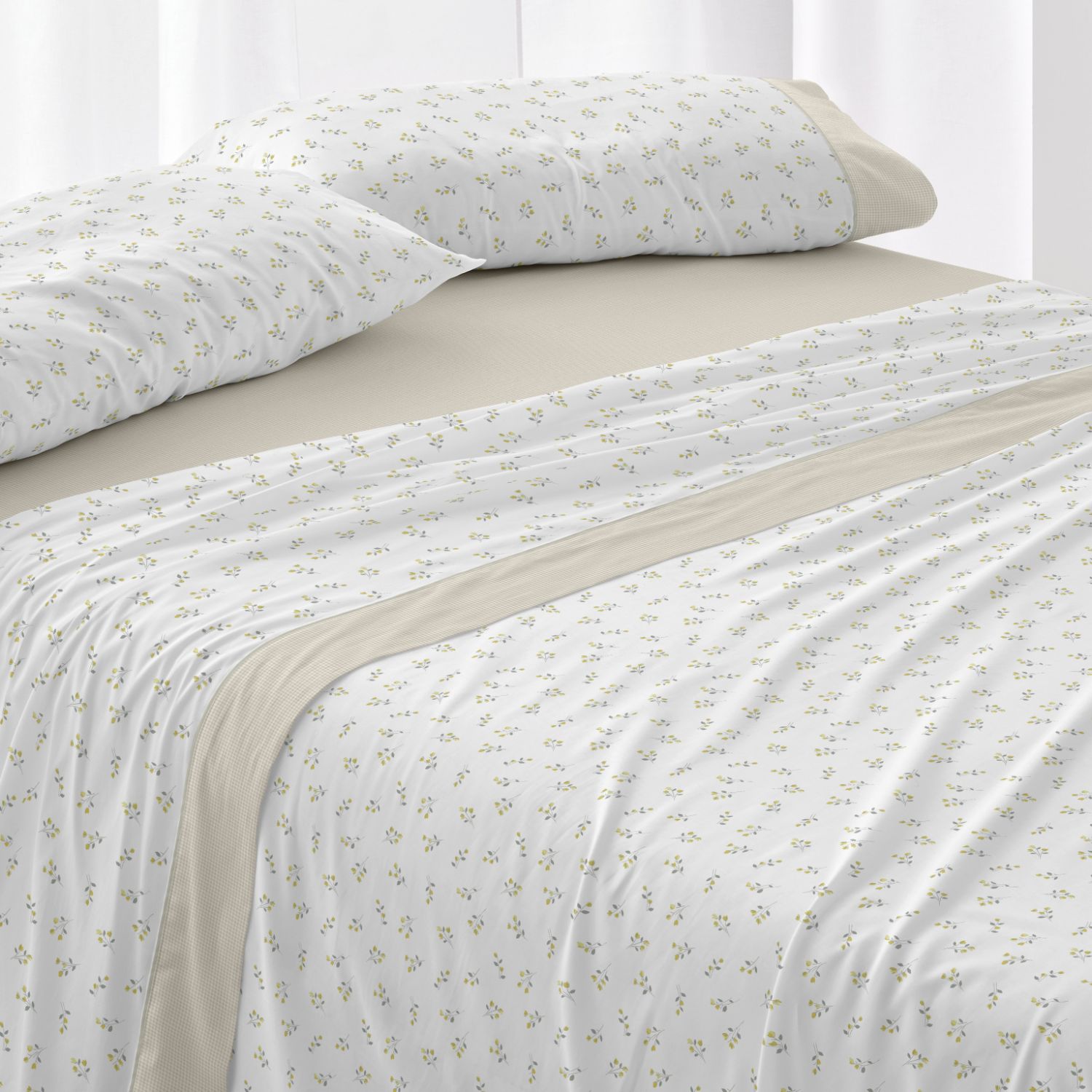 Juego Sábanas BURRITO BLANCO 50% Algodón Diseño Provenzal Azul - Tacto Suave, Fácil Planchado, Alta Durabilidad - Cama 90-200cm