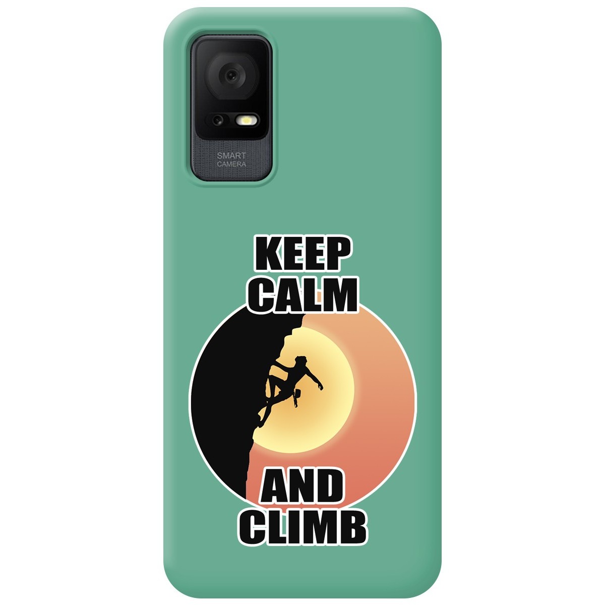 Funda Silicona Líquida Verde para TCL 405 diseño Mujer Escalada Dibujos