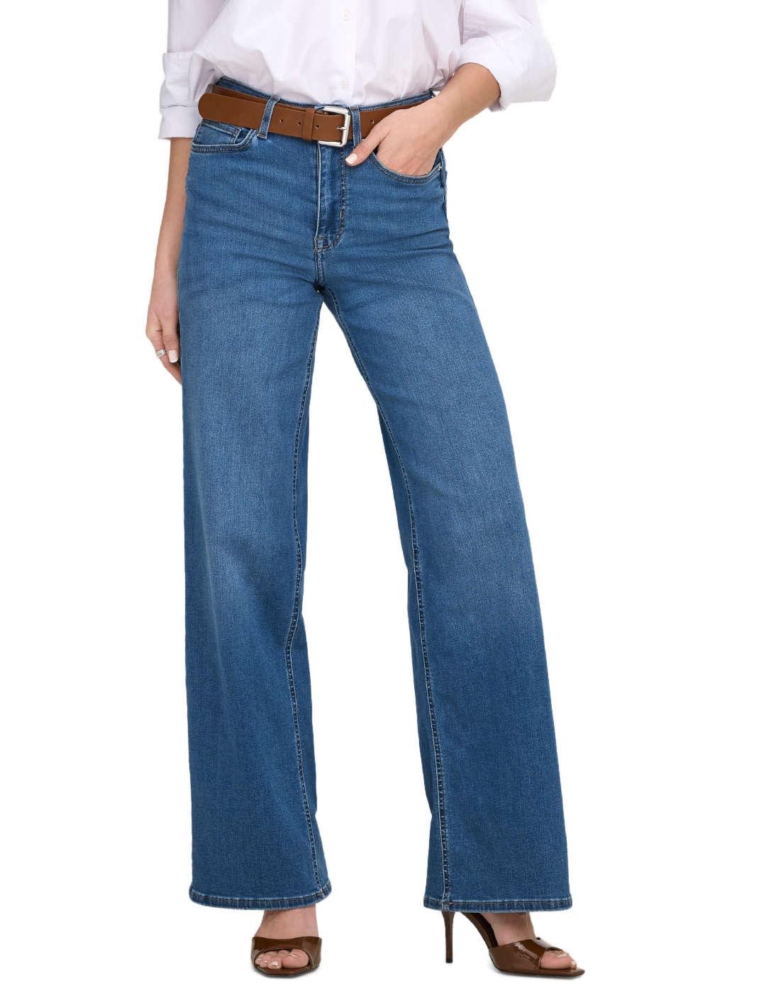 Vaquero Madison azul medio wideleg tiro alto de mujer