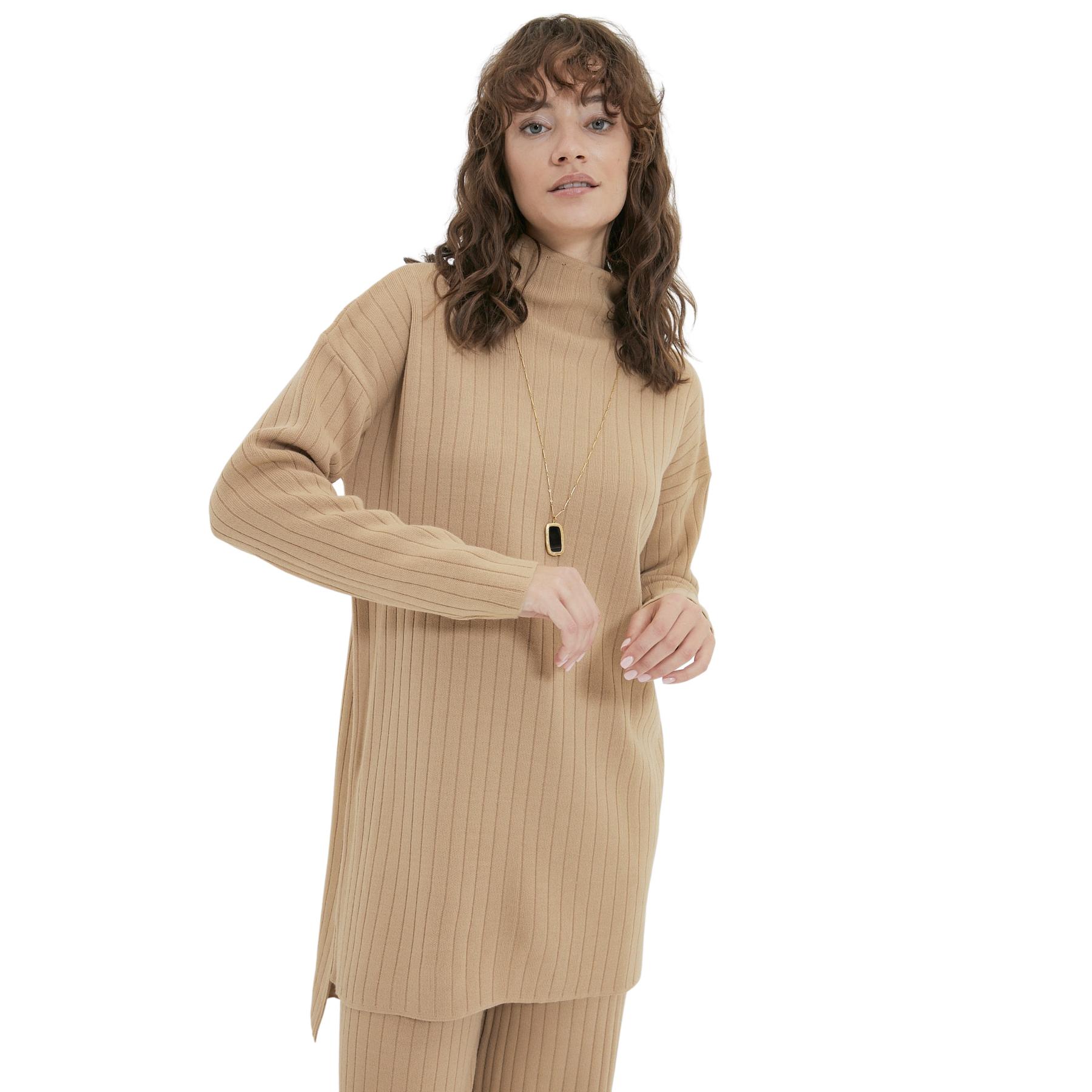 Trendyol Mujer Camel Pack X2 Conjunto De Abajo Hacia Arriba De Grande