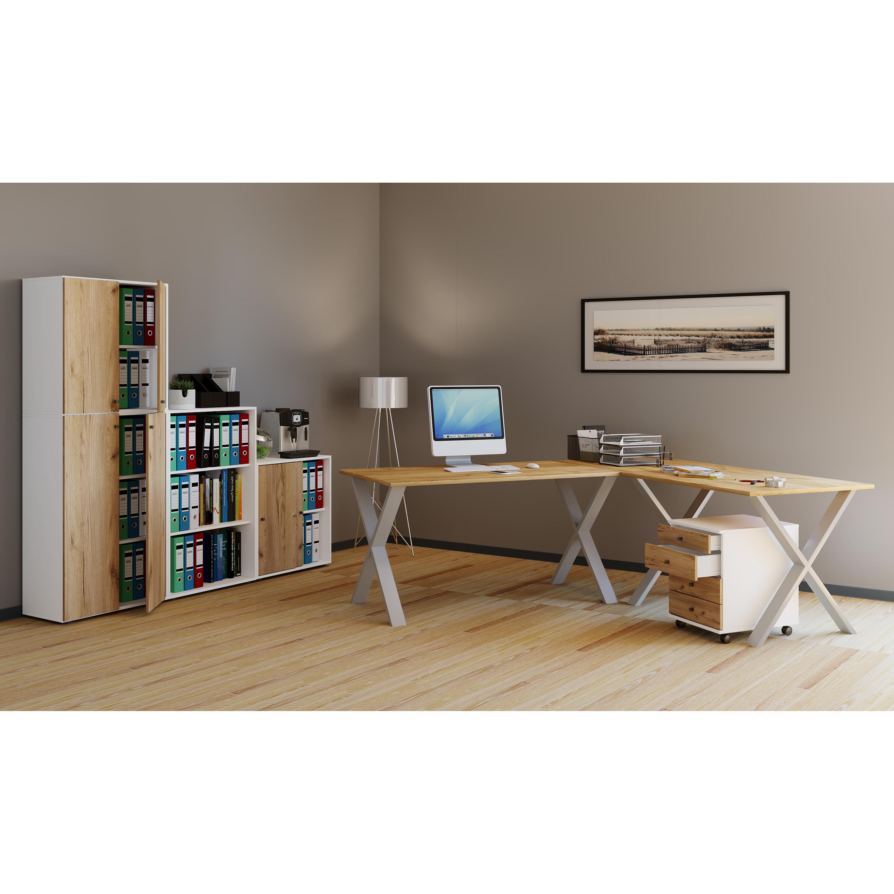 VCM Holz Schreibtisch | Eckschreibtisch schlicht | 190x160 | L Form links oder rechts | Arbeitstisch Platte 50 cm tief | Computertisch Büromöbel - Lona X