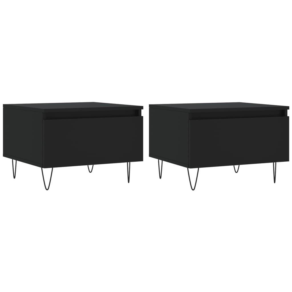 Vidaxl Mesas Centro 2 Uds Madera Ingeniería 50x46x35 Cm Blanco, Negro, Blanco Brillante - Estilosas y Duraderas