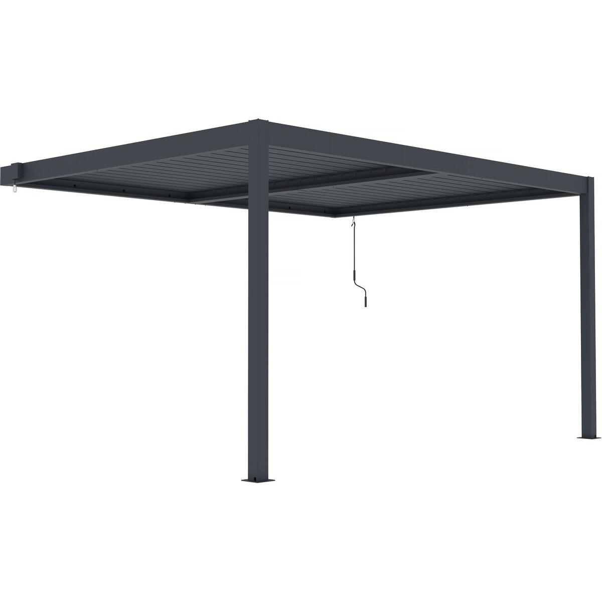 Habitat y Jardin - Pérgola adosada de aluminio "Windsor" - Gris antracita - 3 x 4 m
