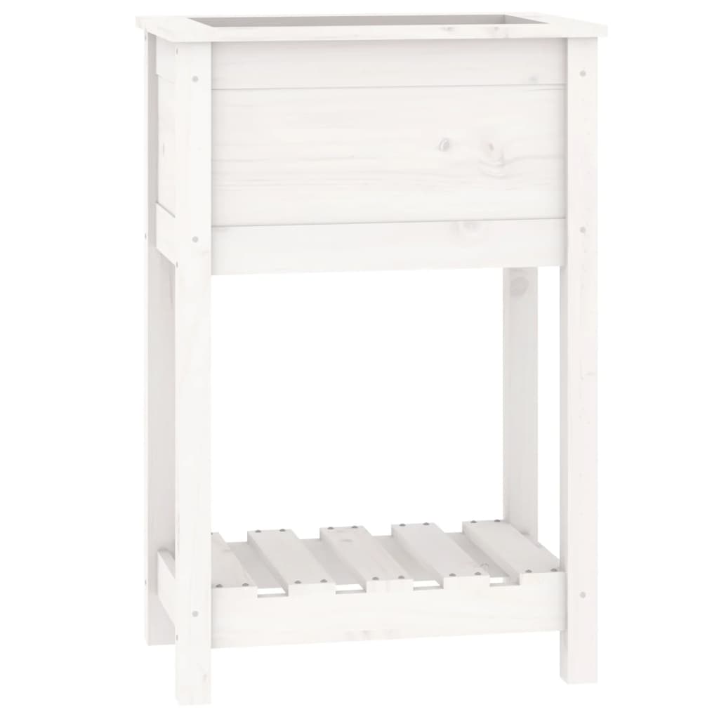 vidaXL Jardinera de madera maciza de pino 54x34,5x81 cm Color Natural,  Blanco,  Gris y mas