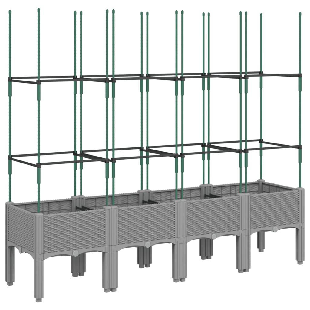 vidaXL Jardinera con enrejado PP gris claro 160x40x142,5 cm