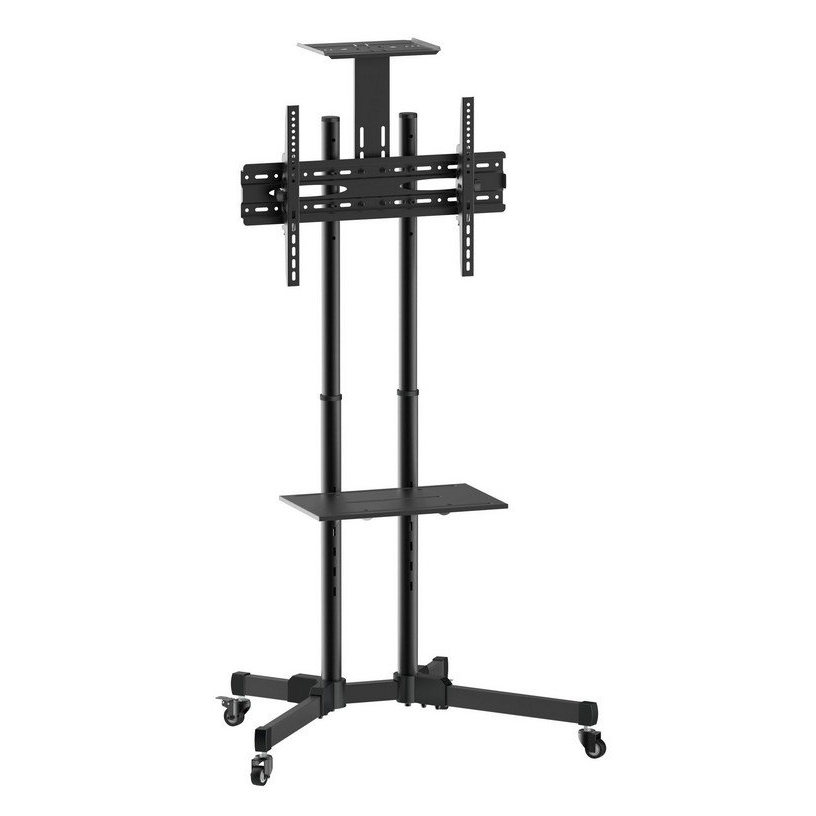 Equip TV Stand for 37-70" TVs, Vesa 600x400, Max 50Kg with Adjustable Height and Component Shelf, Mobile Design for Easy Maneuverability, Perfect for Home Theater Setup.