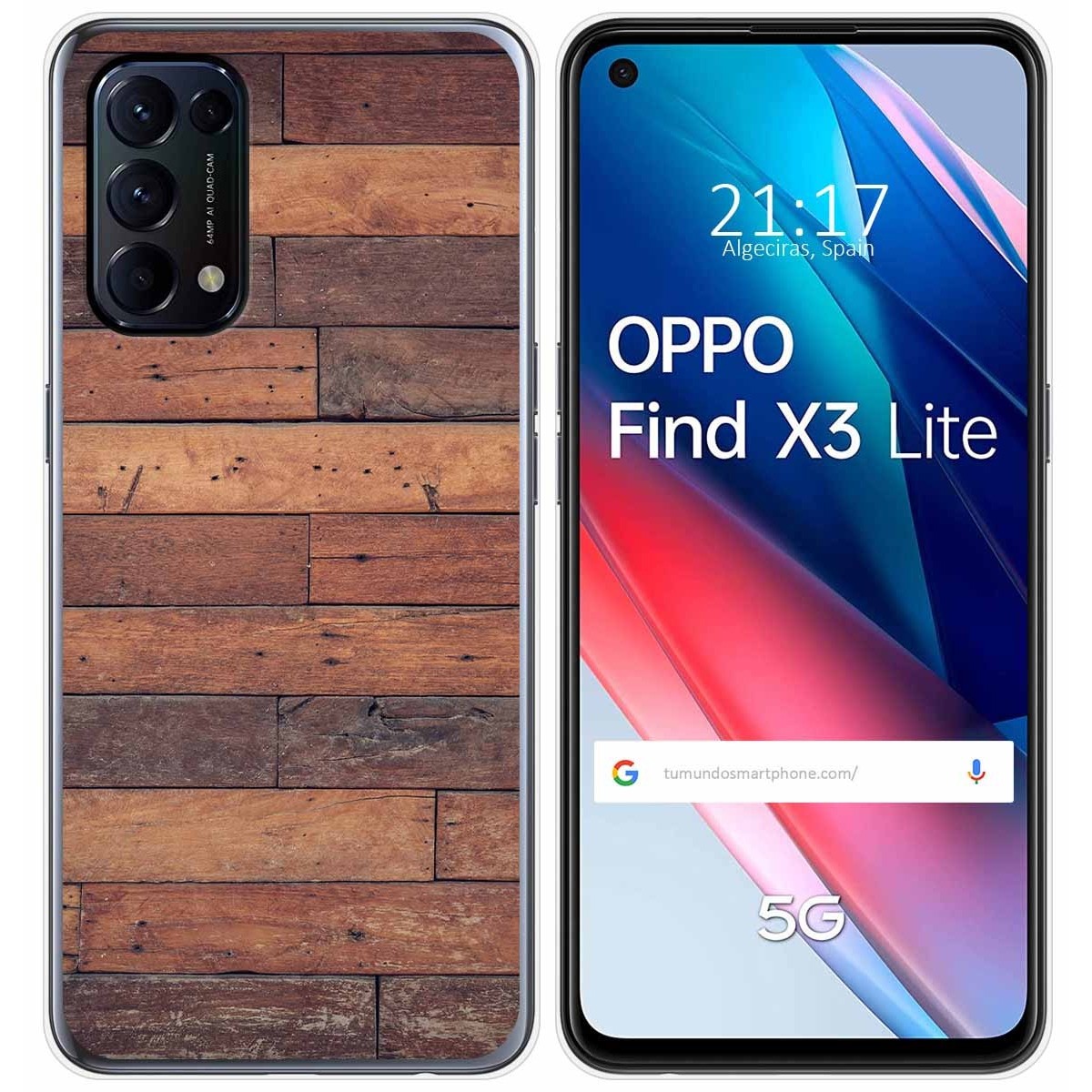 Tumundosmartphone Funda Gel Tpu para Oppo Find X3 Lite 5G diseño Madera 03 Dibujos