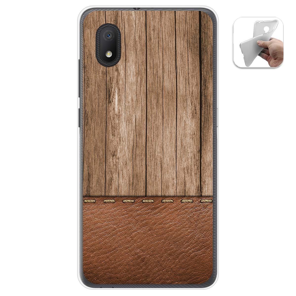 Tumundosmartphone Funda Gel Tpu para Alcatel 1B 2020 diseño Madera 09 Dibujos