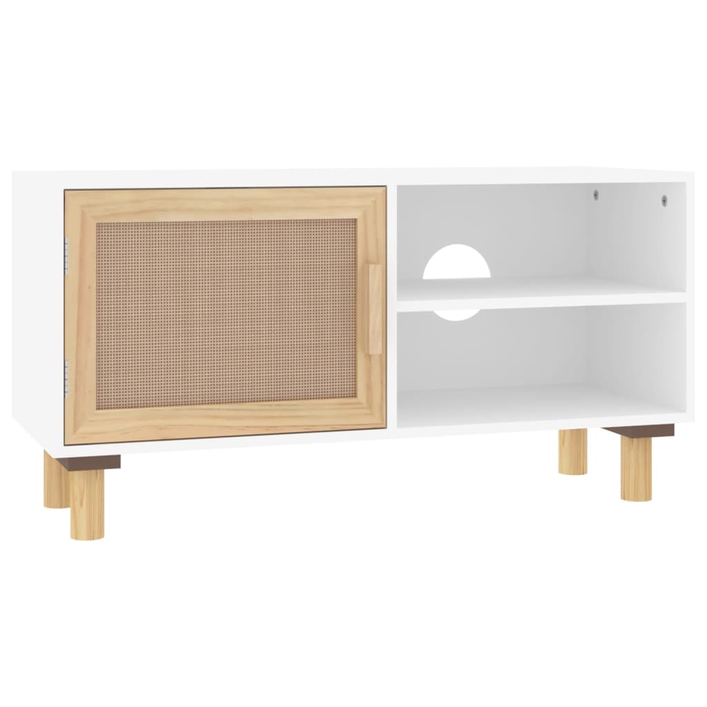vidaXL Mueble para TV madera maciza pino ratán 80x30x40 cm, Mueble de Salon, Mueble TV, Mueble TV salon, Mesa de TV, Mueble tele