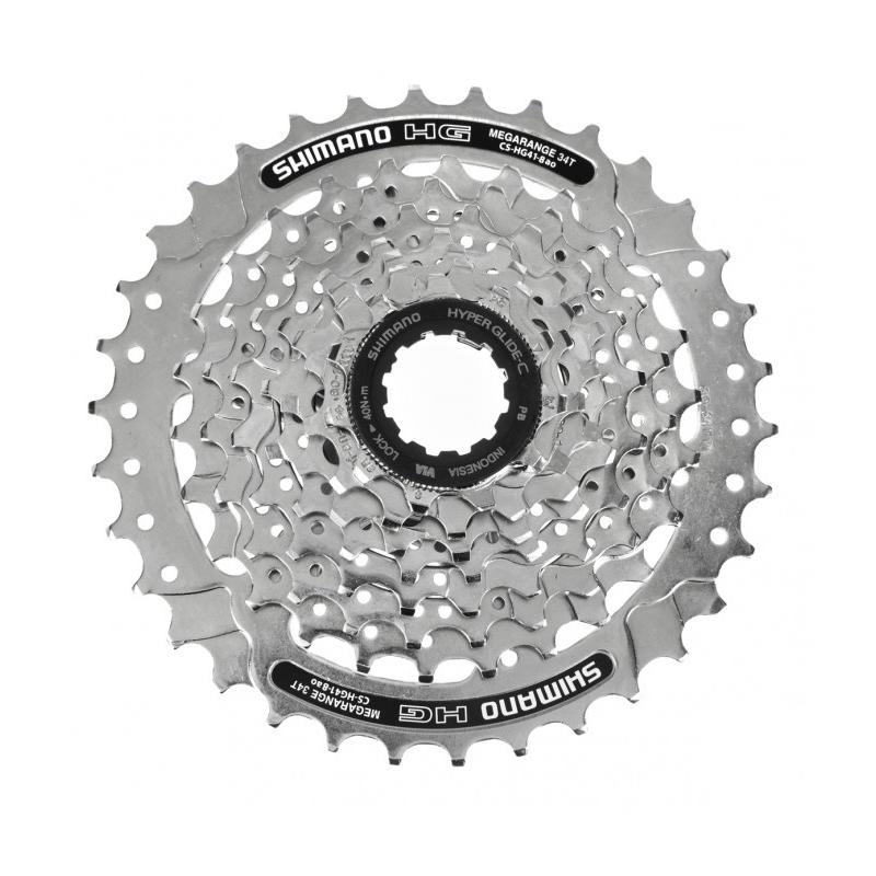 Shimano - Cassette 8 velocidades CS-HG41 11-34T para bicicleta de montaña, tecnología HYPERGLIDE para cambios suaves y precisos, ideal para ciclismo recreativo y uso diario