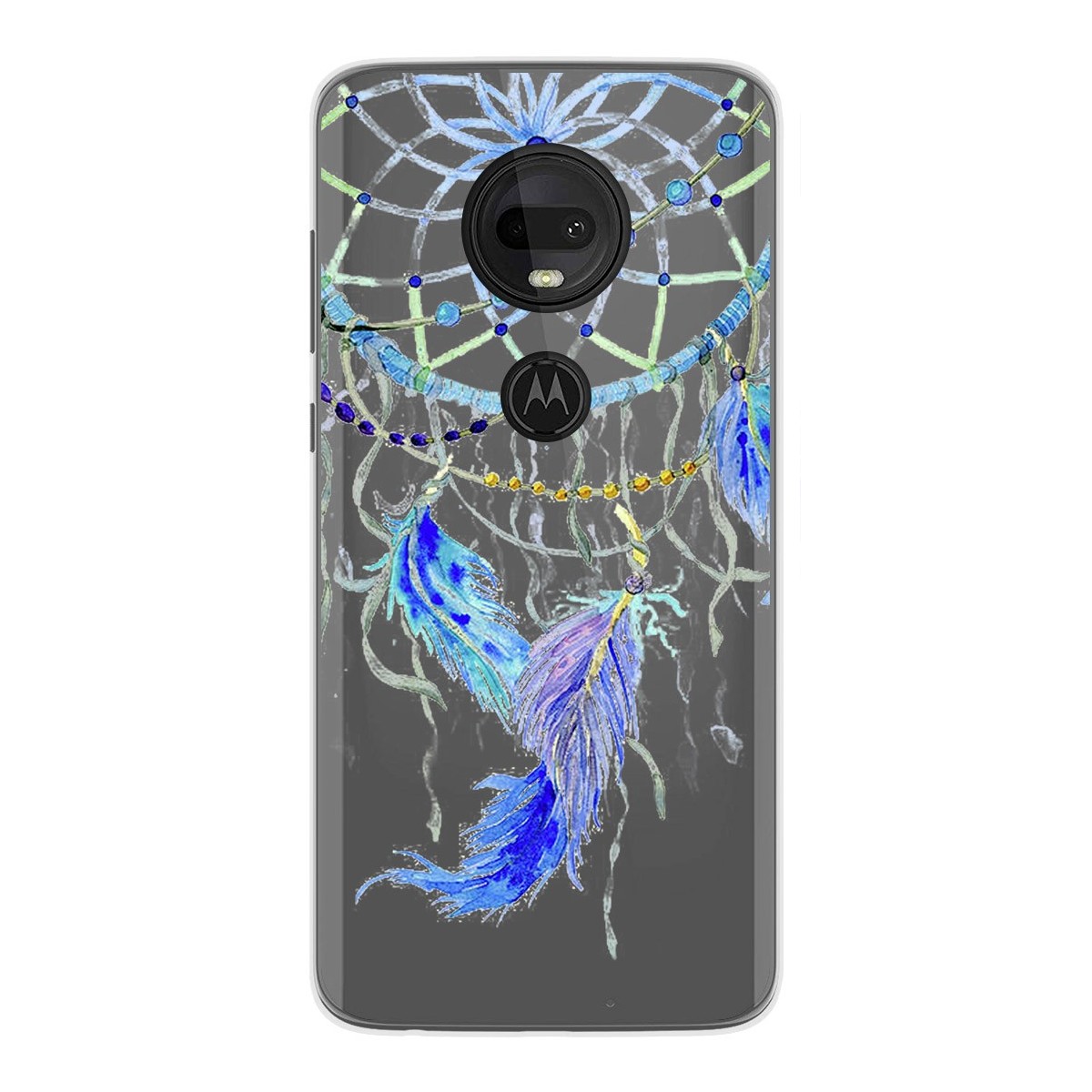 Tumundosmartphone Funda Gel Transparente para Motorola Moto G7 / G7 Plus diseño Plumas Dibujos