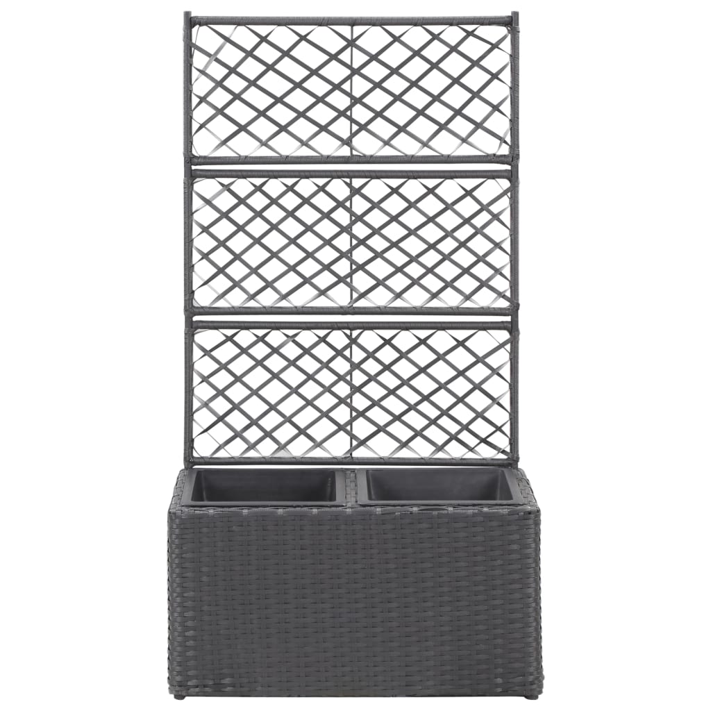 vidaXL Enrejado y arriate 2 macetas ratán sintético 58x30x107 cm Color Negro,  Gris,  Marrón y mas