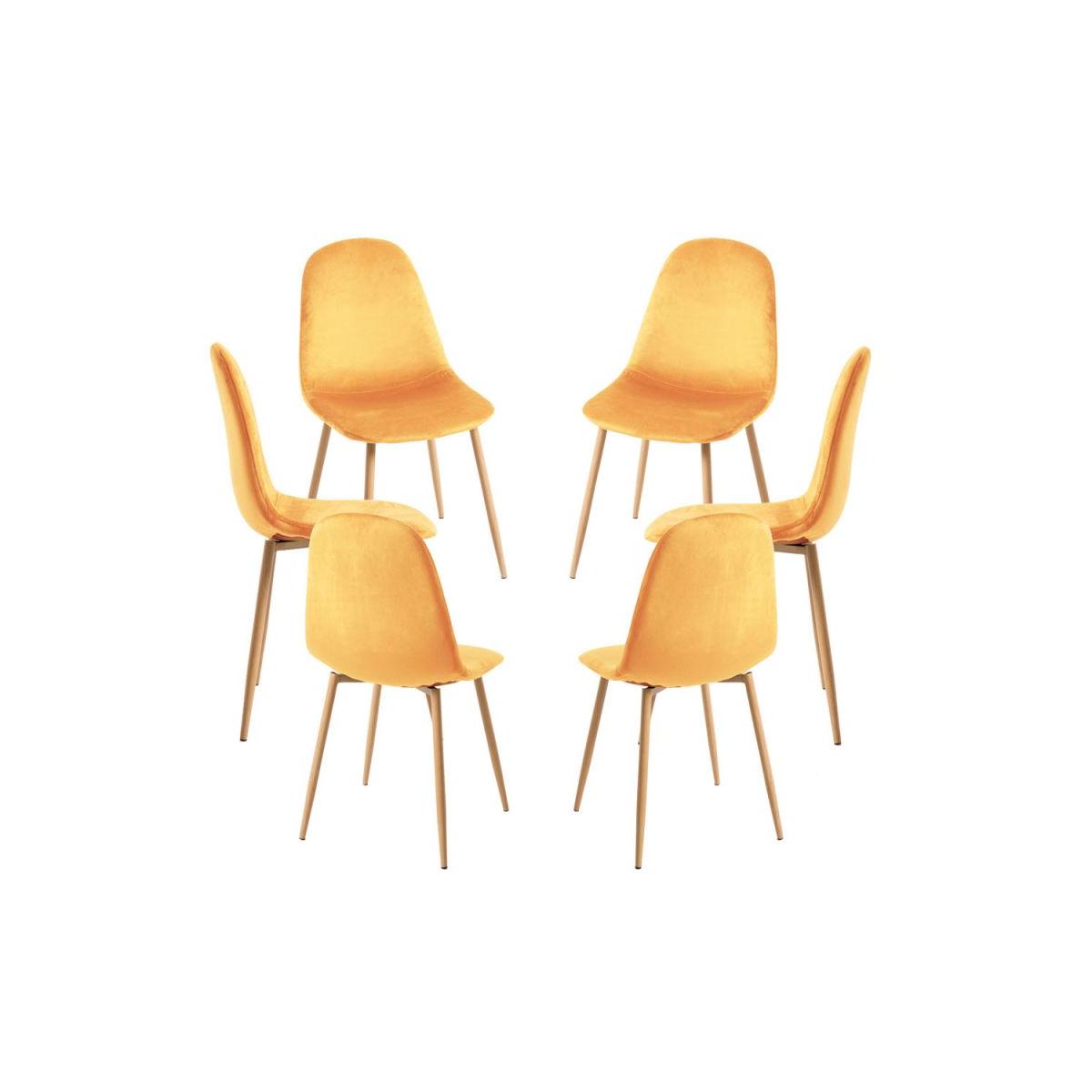 Regalos Miguel - Packs Sillas Comedor - Pack 6 Sillas Teok Terciopelo - Amarillo