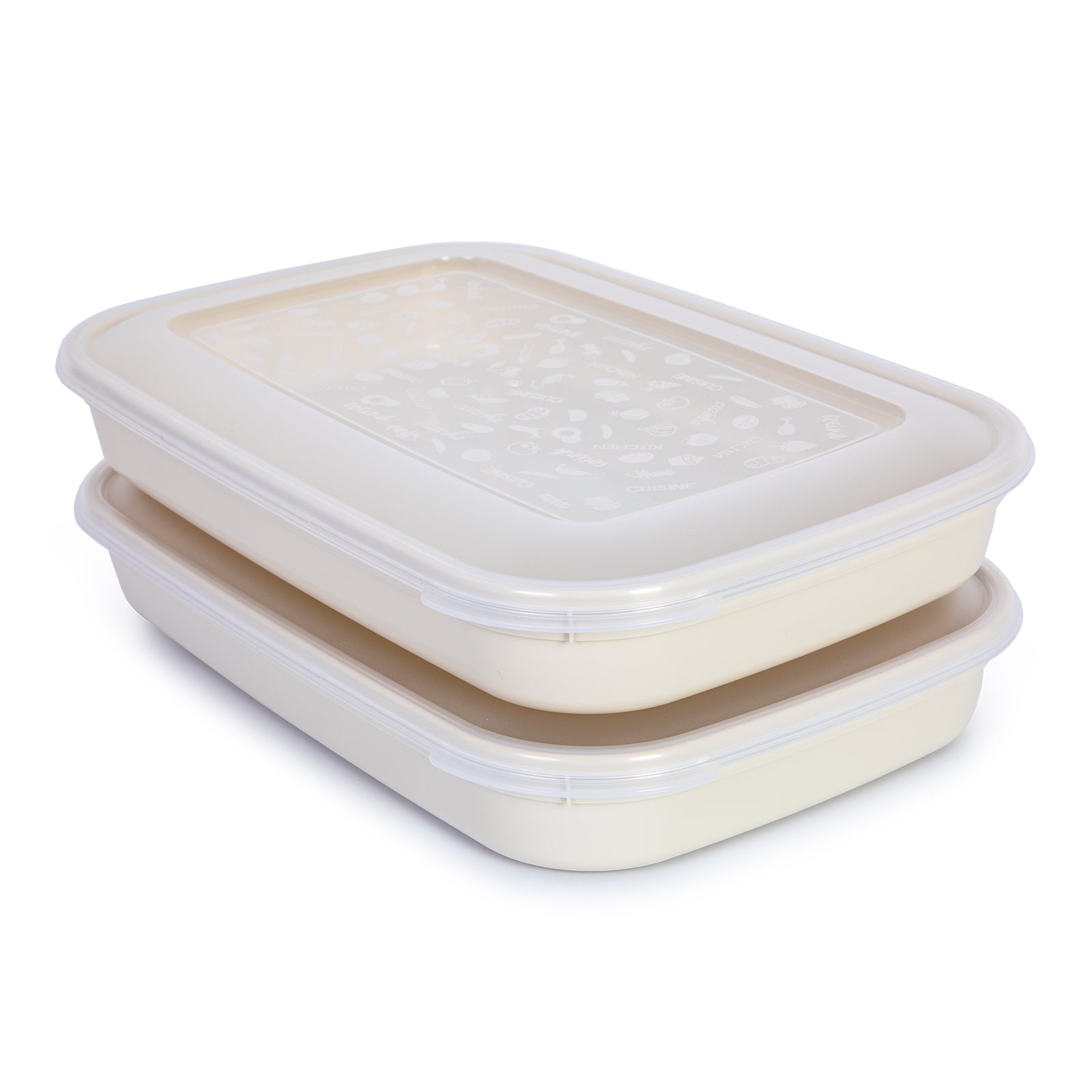 Plastic Forte - Juego de 2 Recipientes Porta Embutidos Classic 1.75L Beige