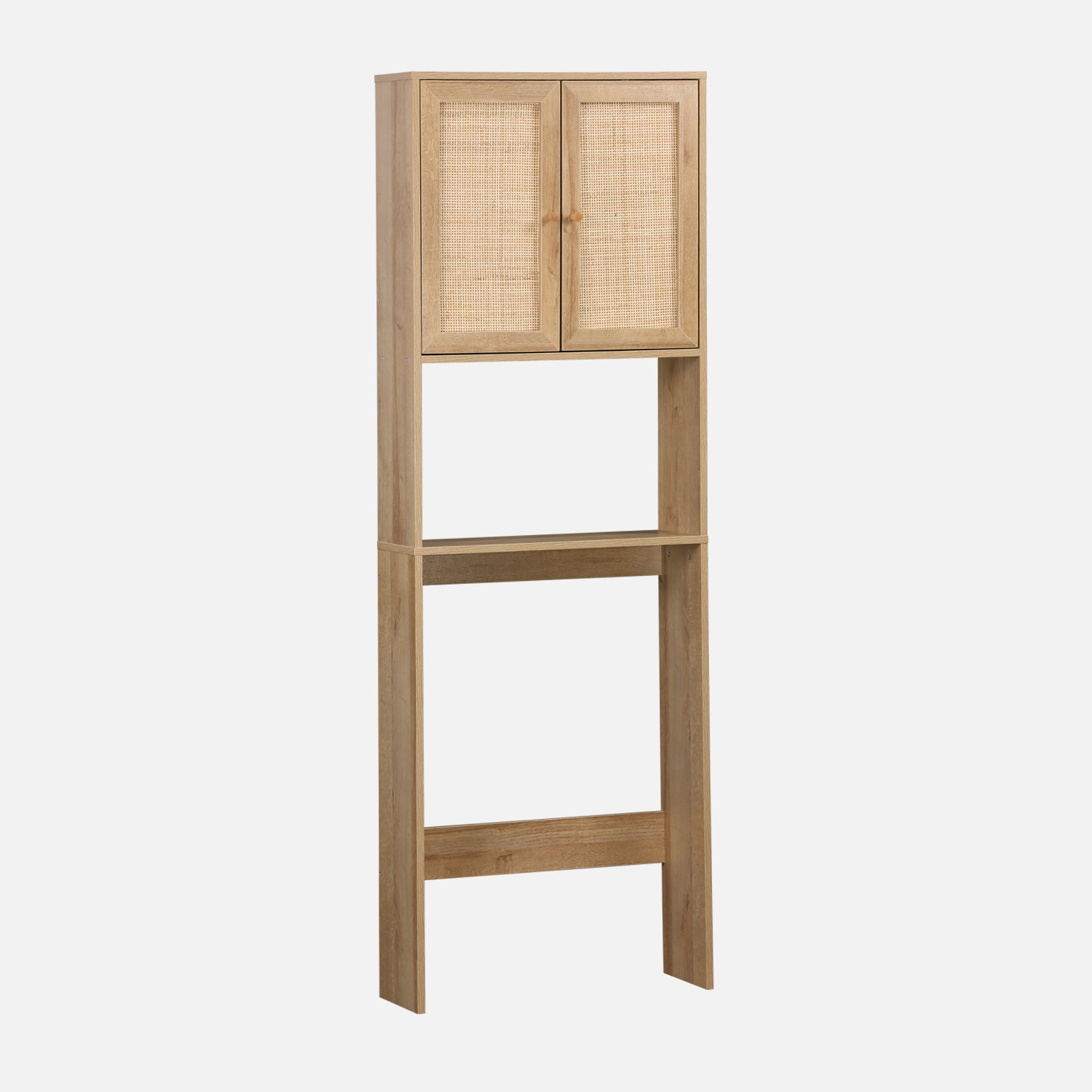 sweeek - Estante mueble de WC decorada en madera y caña , Boheme , 64x20x180