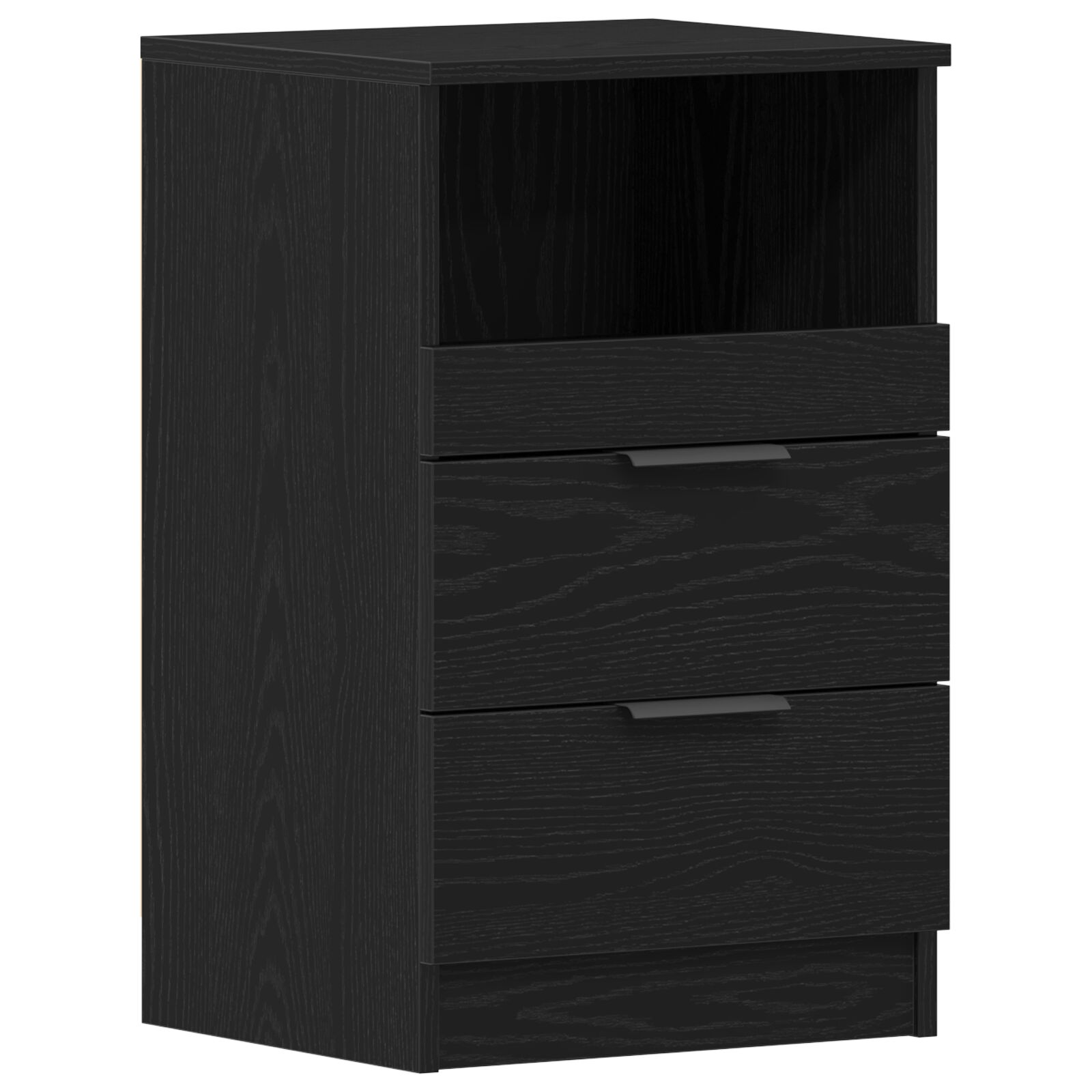 Mesita de Noche vidaXL Negro Roble 40x35x65 cm Hecha de Madera Elaborada