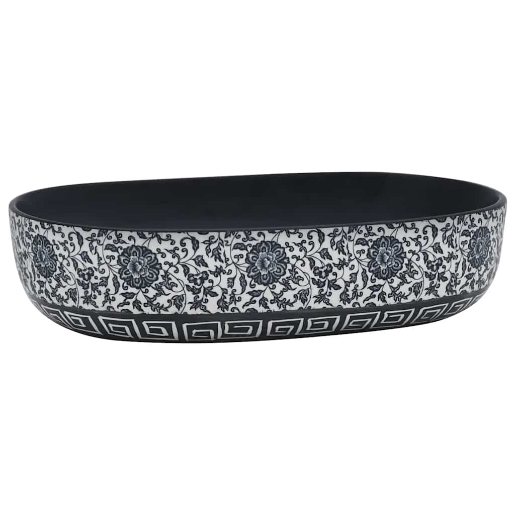 vidaXL Lavabo sobre encimera ovalado cerámica 59x40x14 cm