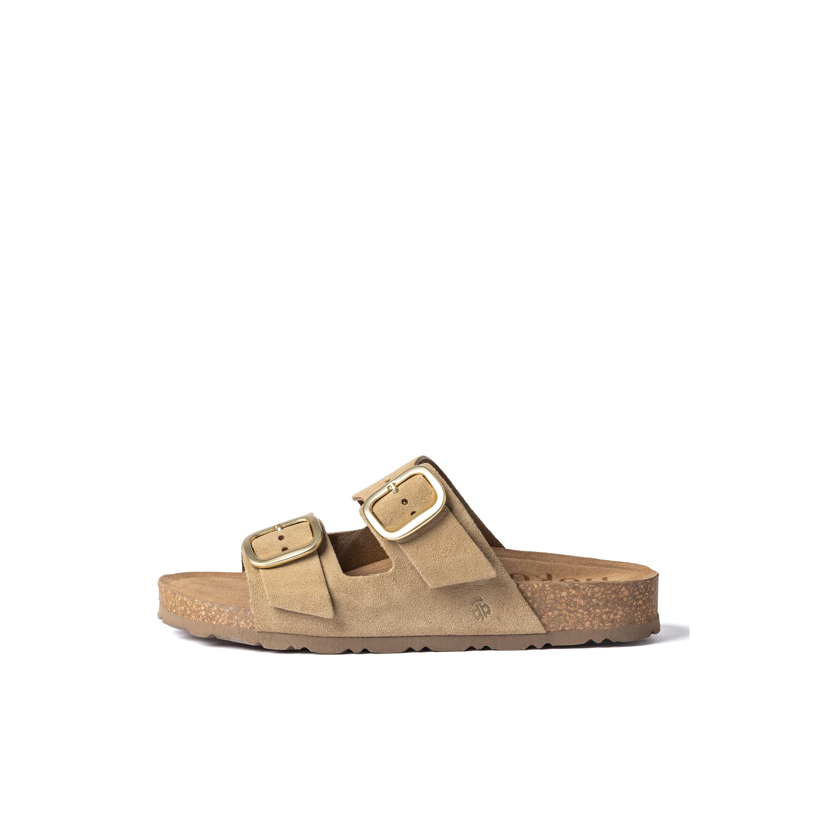 YOKONO sandalia plana JERBA-700 MARRÓN CLARO | Zapatos mujer Primavera-Verano | Piel vacuna  Serraje | 3 CM