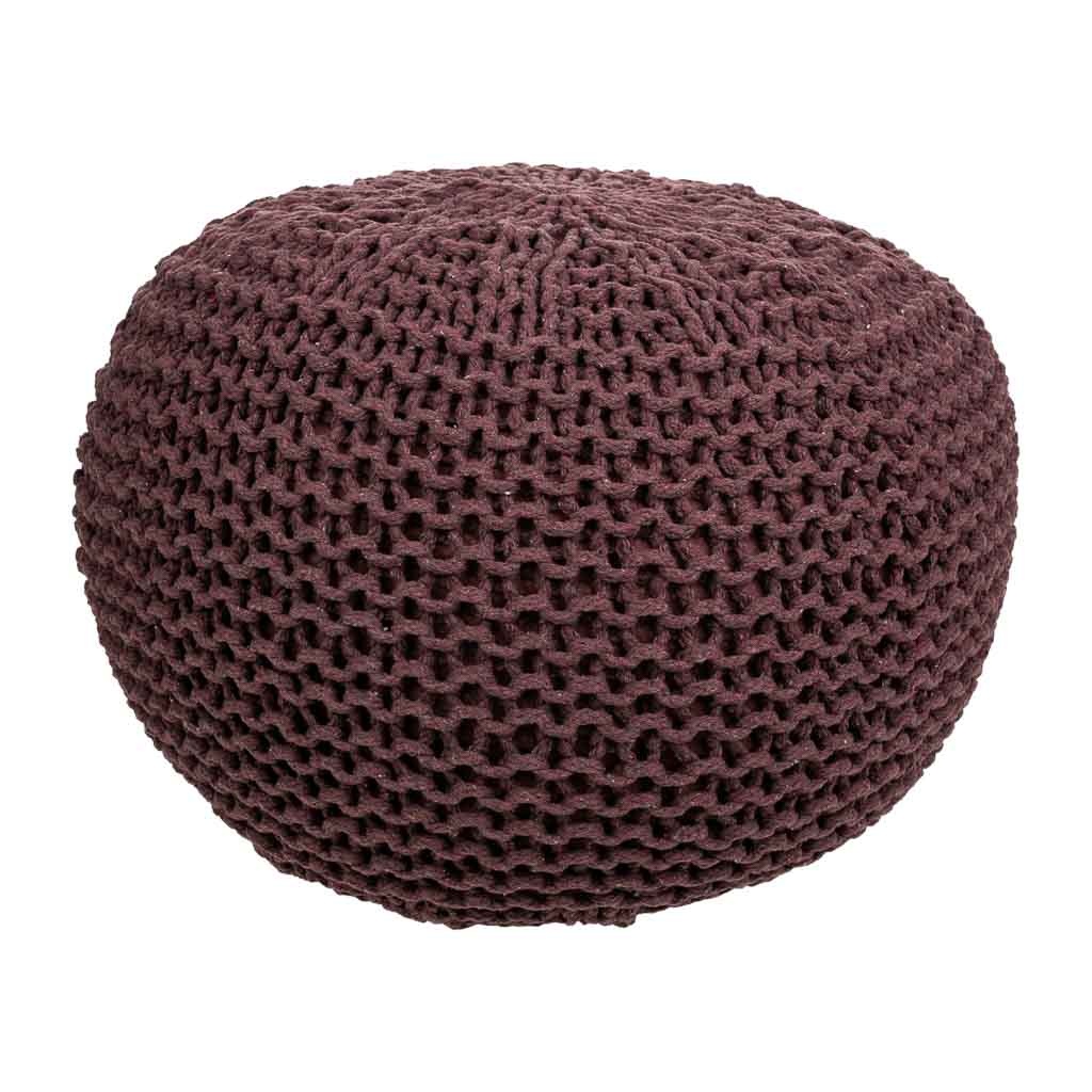 WANDERLUST DECO Puf de Algodón Trenzado Marrón 40x40x30h Cm - Decora Tu Hogar con Estilo
