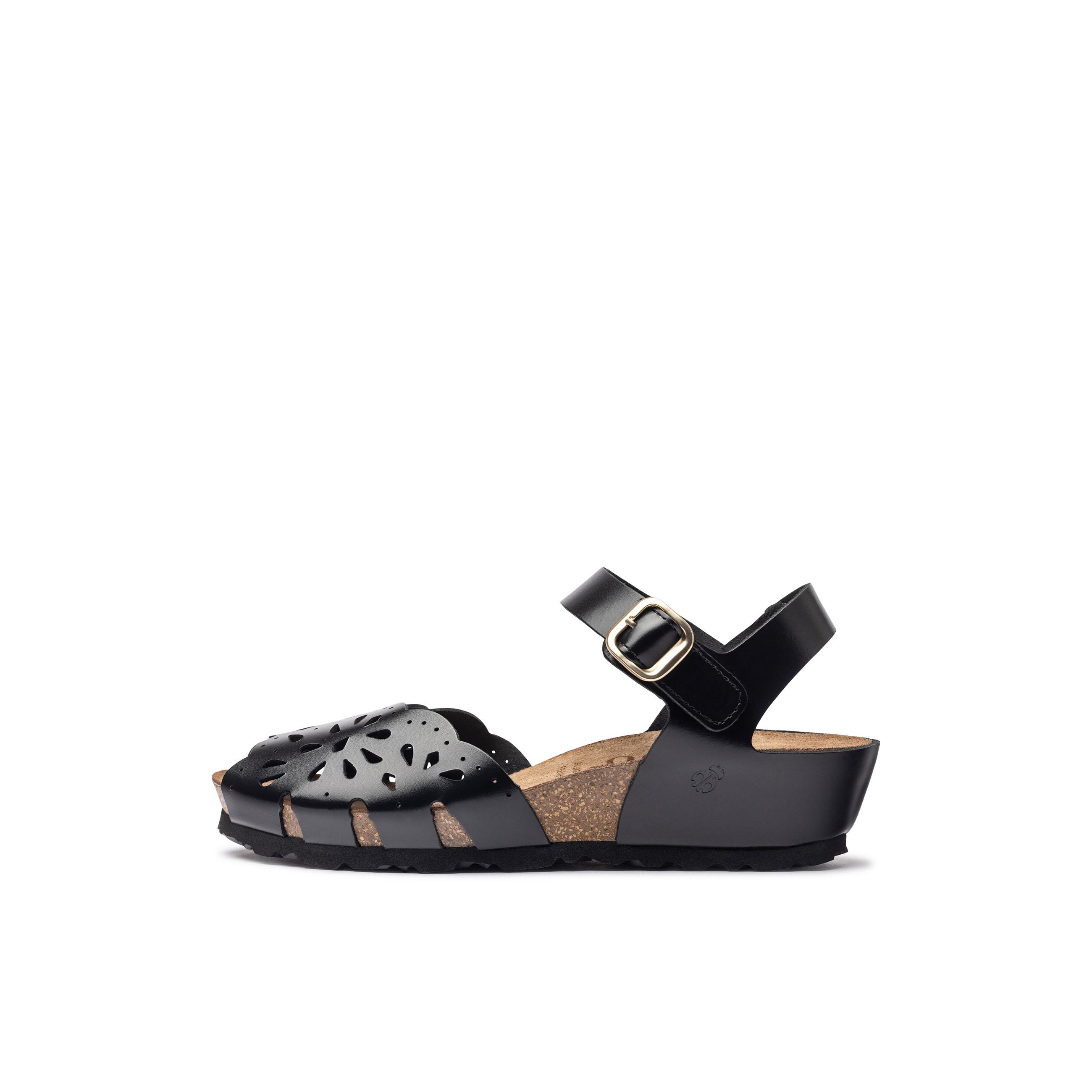 YOKONO Sandalia cuña MONACO-247 NEGRO | Zapatos mujer Primavera-Verano | Piel vacuna  Vaquetilla | 3 CM