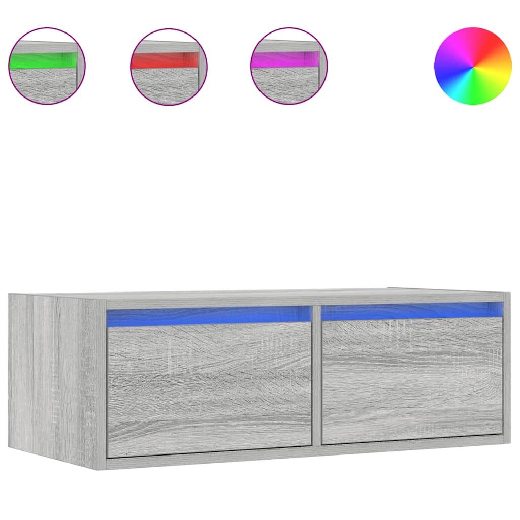 vidaXL Mueble de TV con luces LED sonoma gris 75x35,5x25 cm