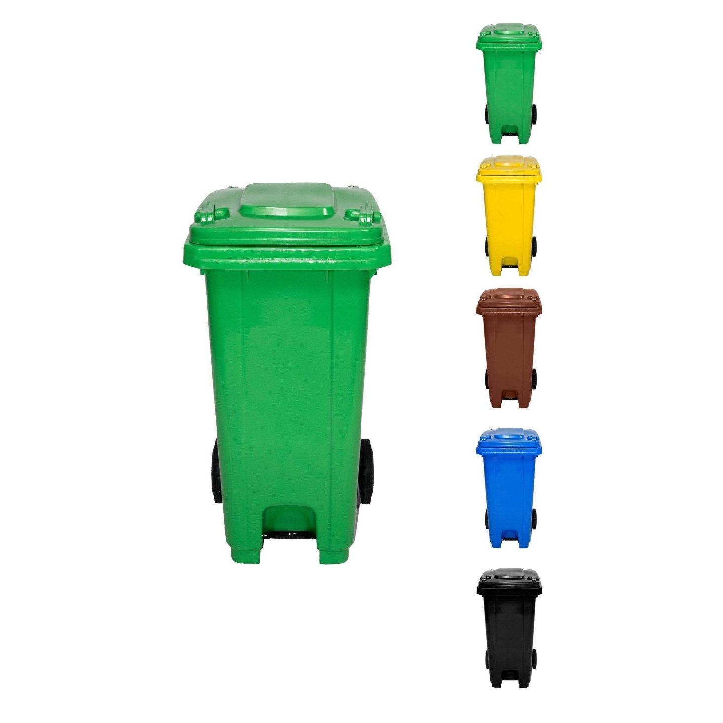 Cubo de Basura  120 Litros con Pedal y Ruedas |  Contenedor de Basura Robusto con PEDAL