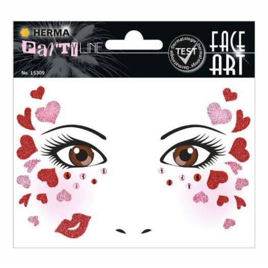 Pegatinas face art love glittery foil