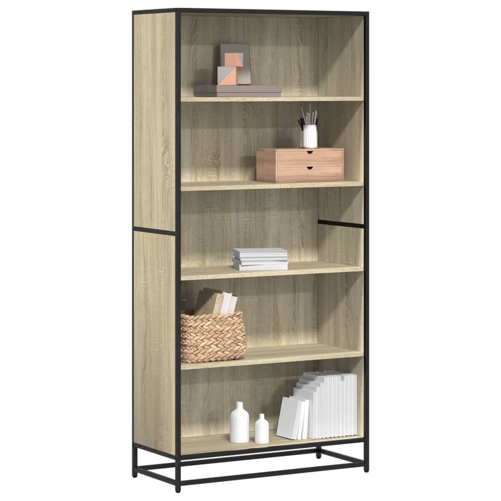 vidaXL Estantería de madera de ingeniería 80,5x35x170,5 cm en color Gris sonoma/Roble Sonoma/Negro y más | almacenamiento funcional diseño moderno para baño dormitorio sala