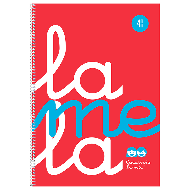 Lamela Cuaderno Espiral Folio Cubierta Polipropileno Rojo Flúor 80H 90grs Cuadrovía 4mm