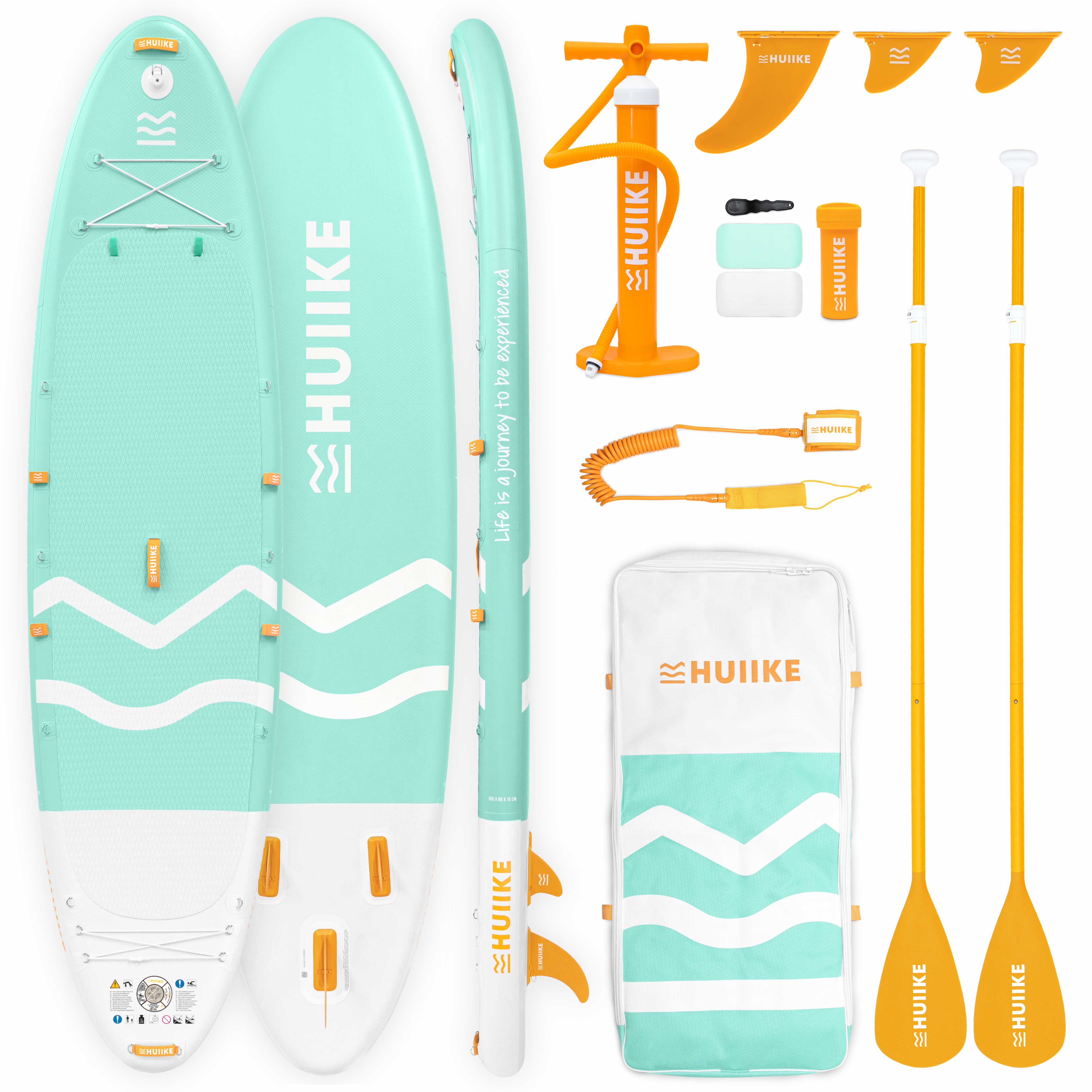 HUIIKE Tabla Paddle Surf Hinchable 2 Personas con Accesorios Incluidos, Remo, Quillas, Inflador. Stand Up Paddle Board Gran Estabilidad y Resistencia. Convertible en Kayak, 365 cm, Soporta hasta 170 kg