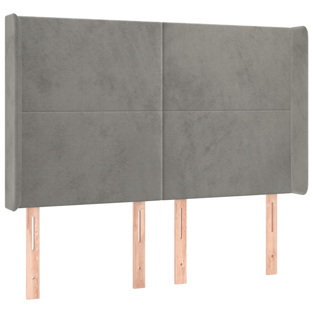 vidaXL Cabecero con LED de terciopelo gris claro 147x16x118/128 cm