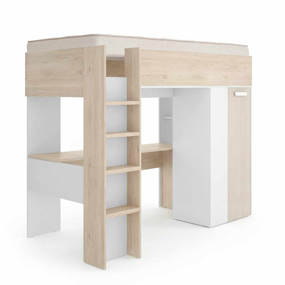 Pack ahorro juvenil Cama alta Spylo con Colchón viscoelástico Nova 90 x 190 cm | Subida a domicilio